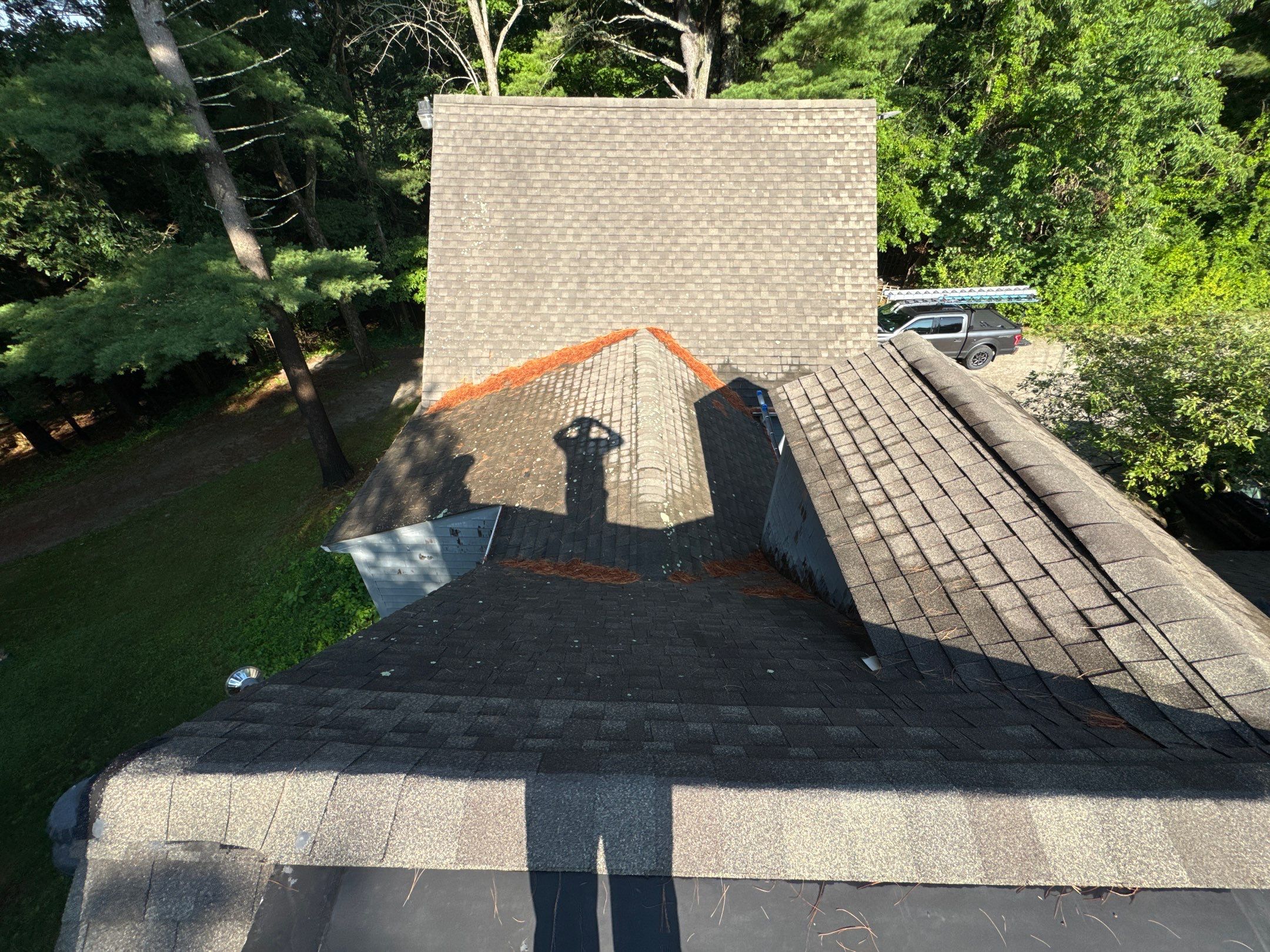Roof Replacement & Dead Valley Repair in Kensington, NH | GAF Timberline Weathered Wood by Compass exteriors