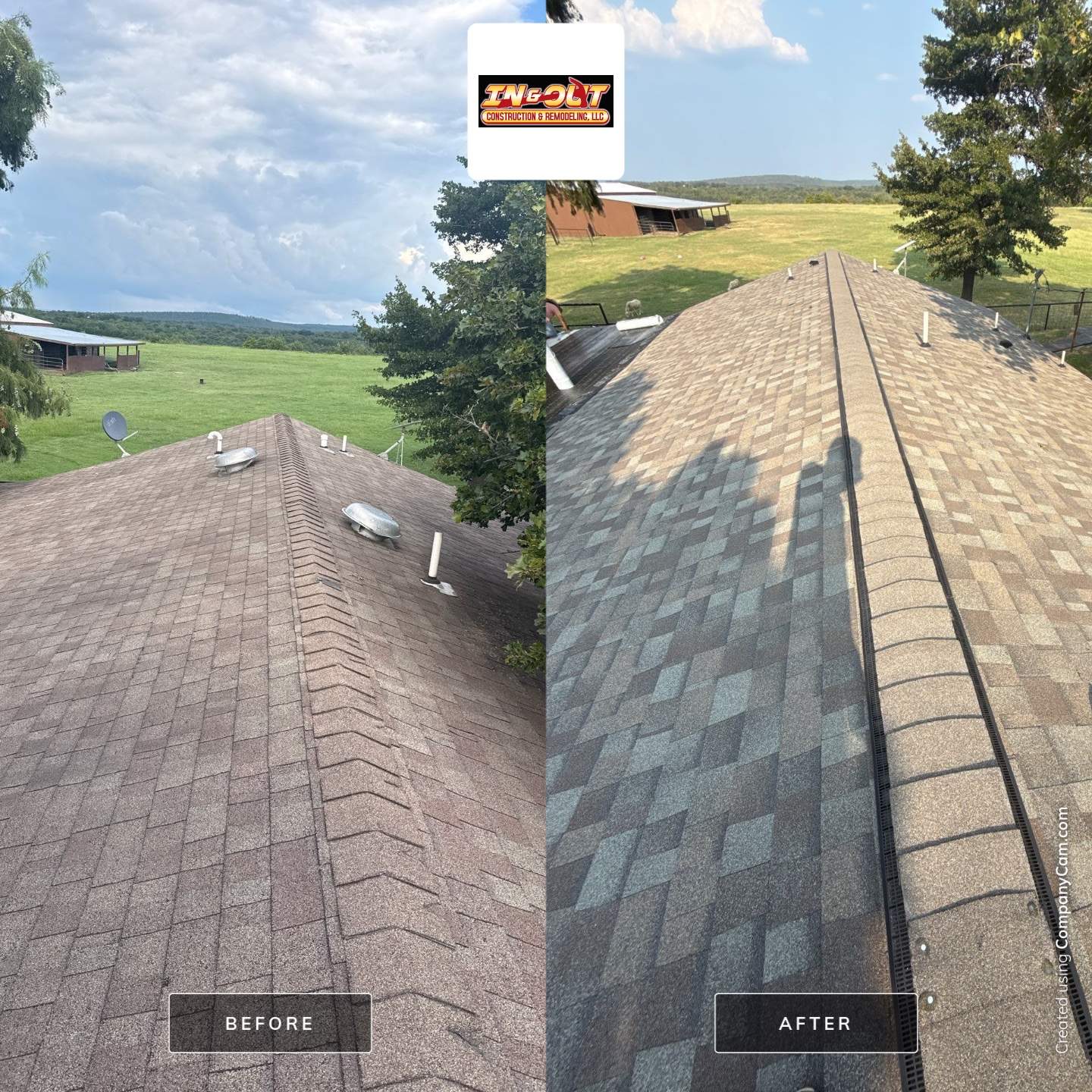 Hail damage restoration by In & Out Construction & Remodeling, LLC
