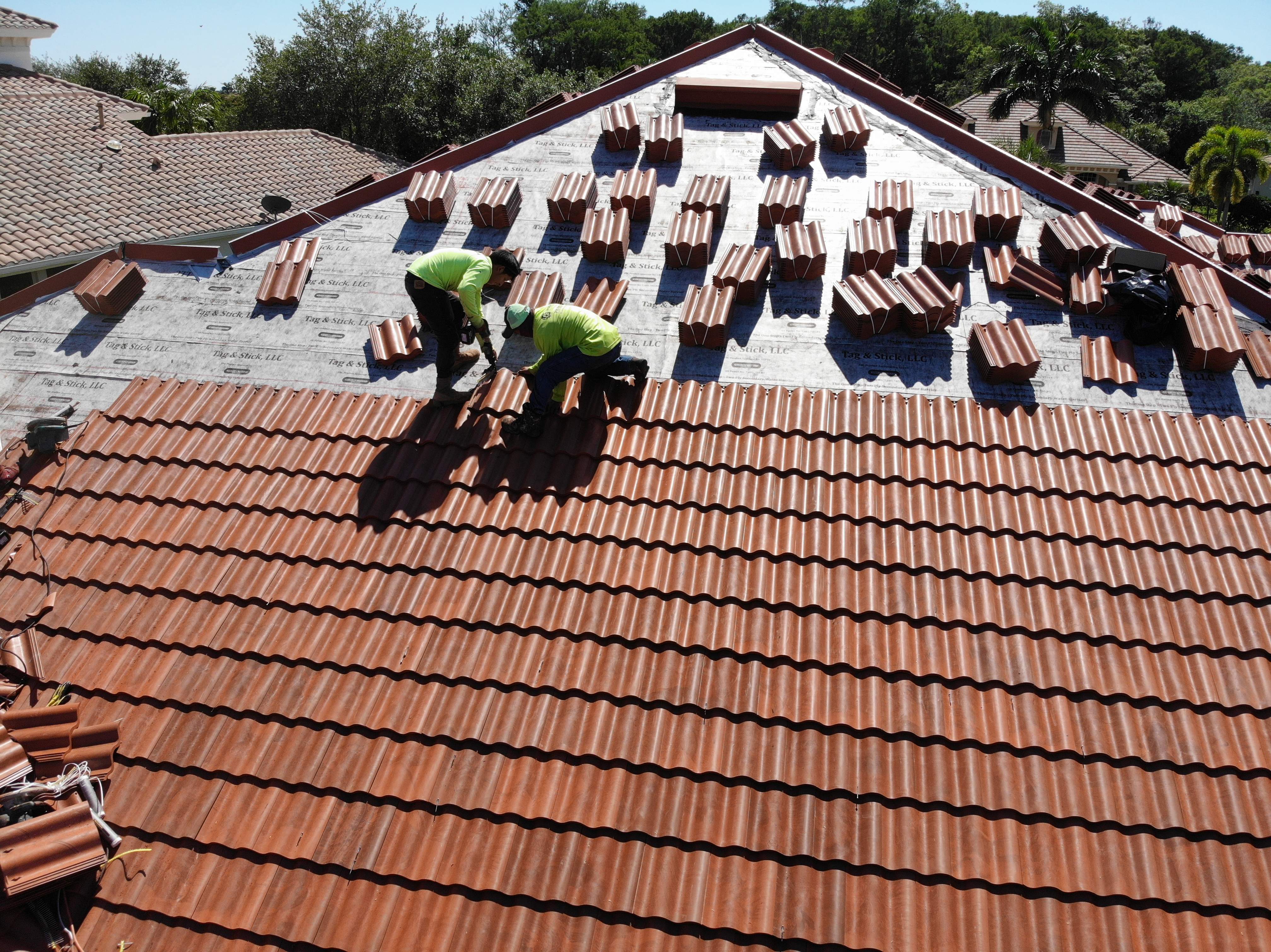 Residential Roofing Installation using Composite Spanish Tile by International Roofing