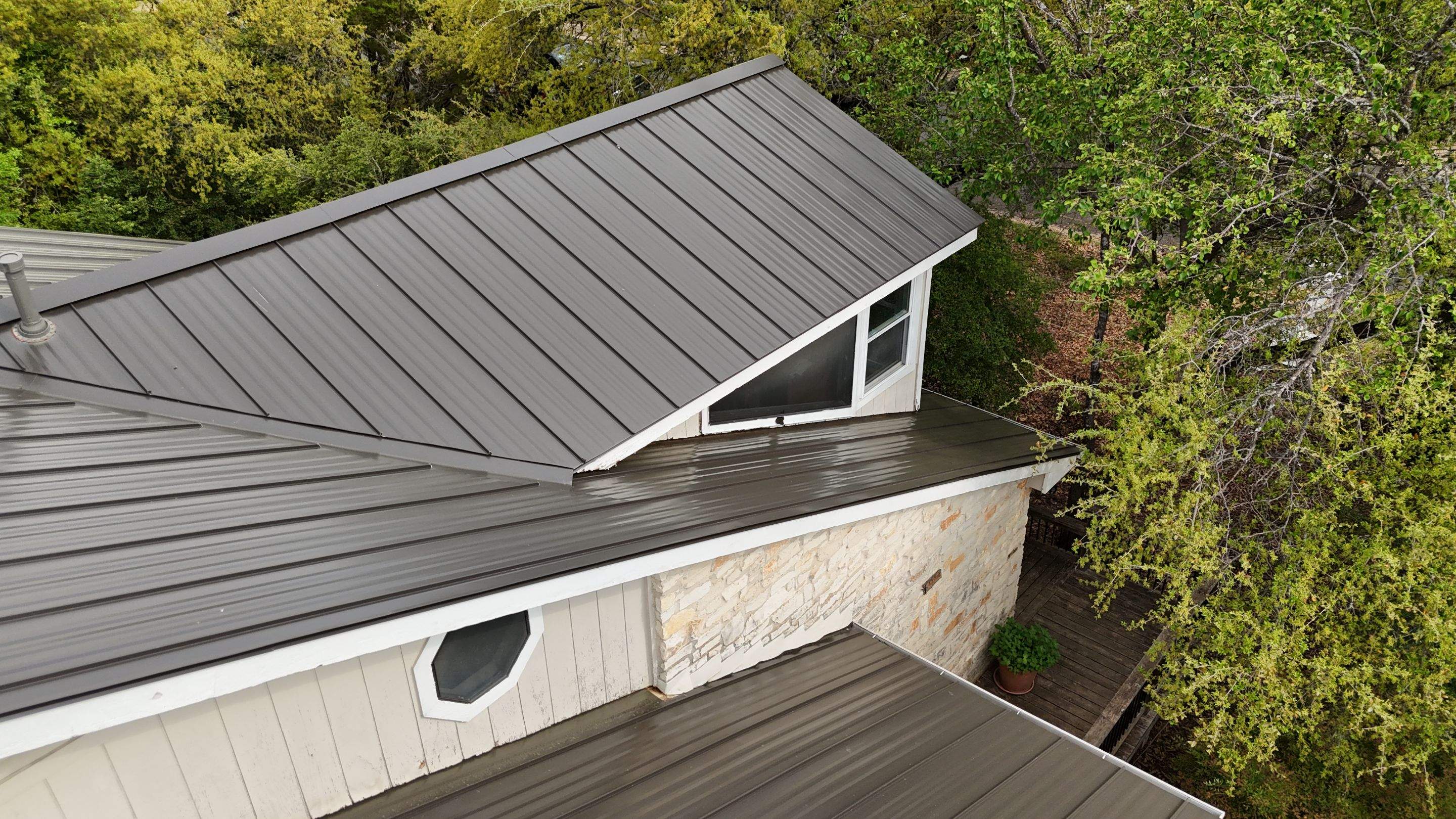 Dark Bronze - L&A Standing Seam with Striations by RoofsOnly.com