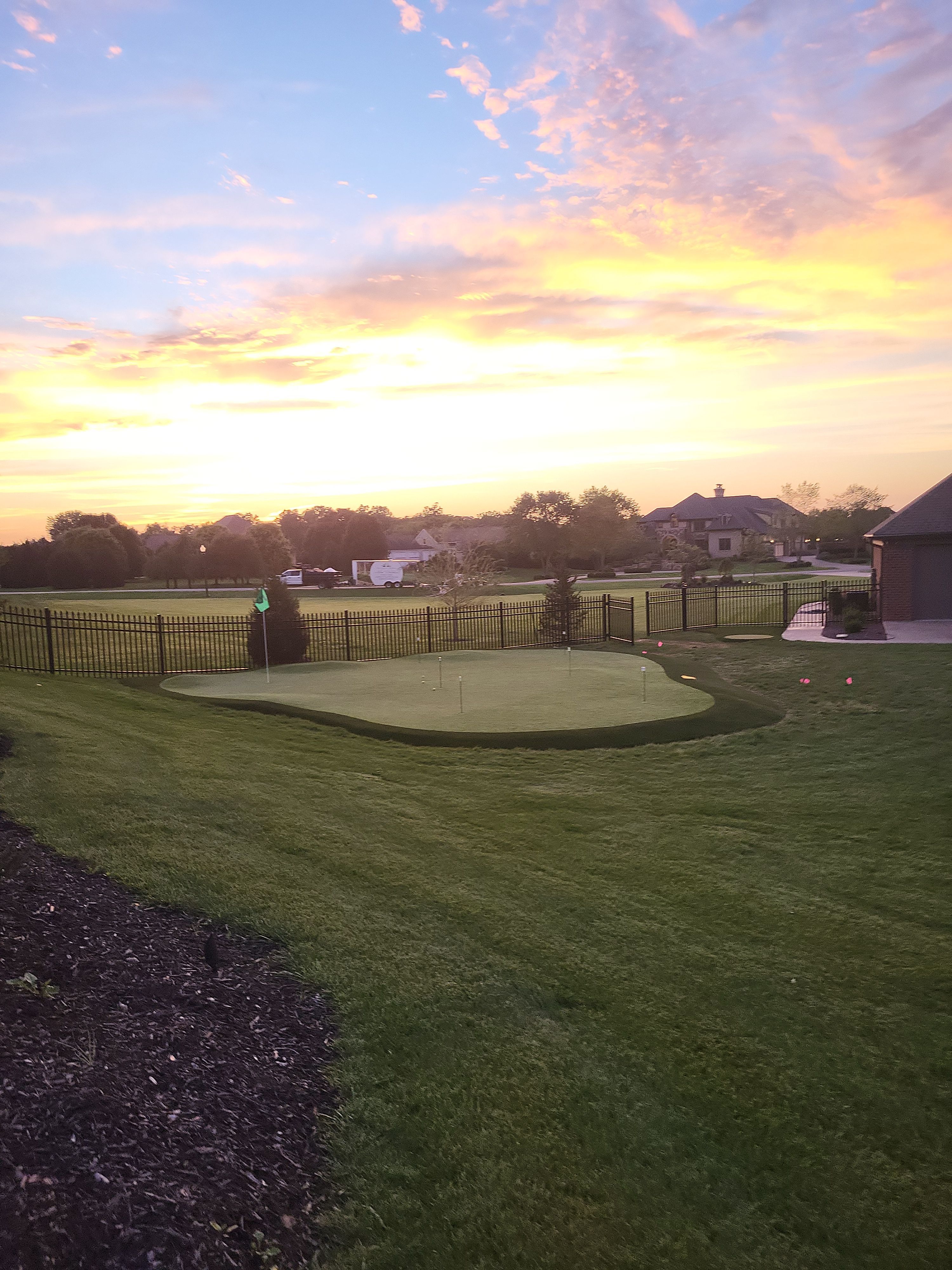 2 Custom Residential Golf Green's and 5 Tee Boxes Installation in Bargersville by Southwest Greens Midwest