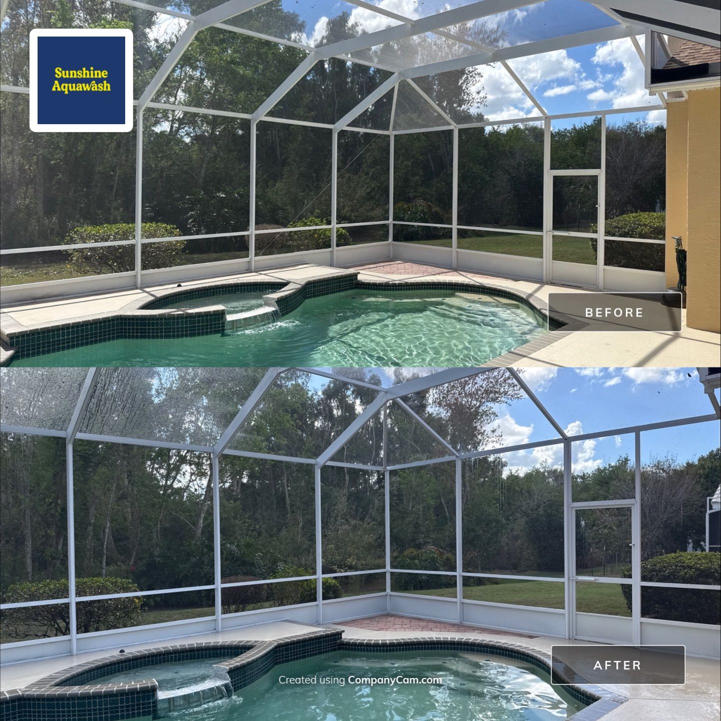 Painted Pool Deck, Pool Cage & Exterior Surface Cleaning in Creekwood – Bradenton, FL by Sunshine AquaWash