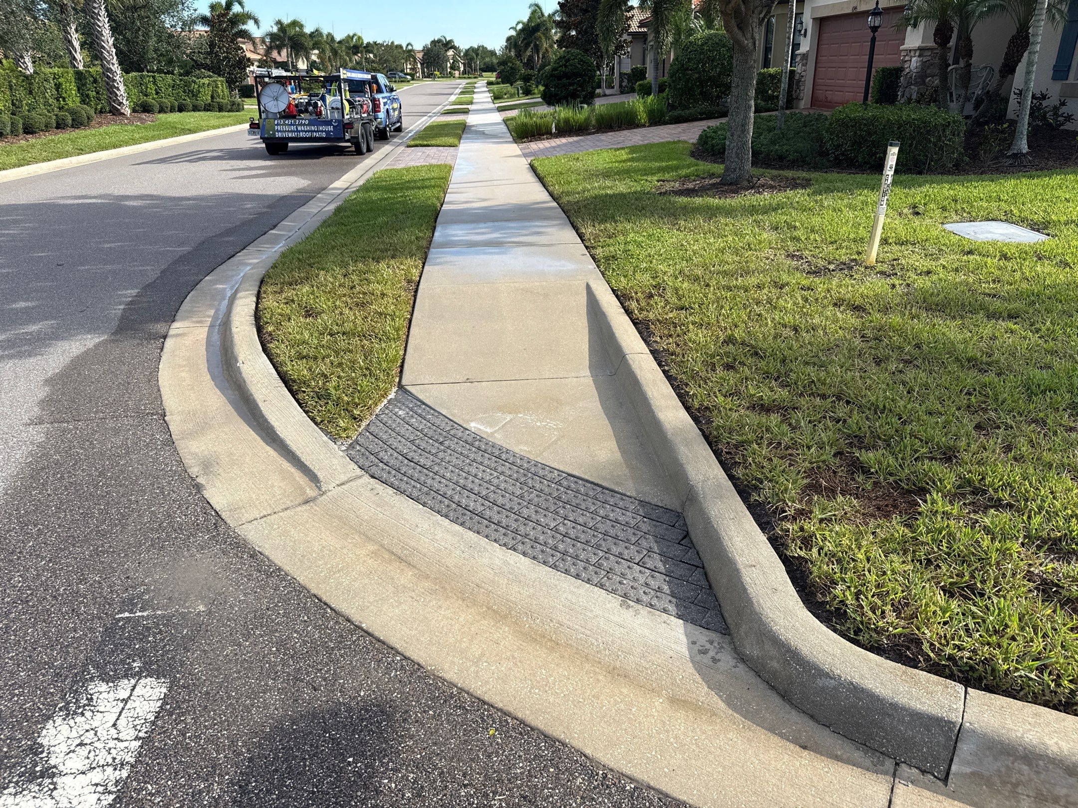 Paver Driveway & Sidewalk Cleaning – Del Webb Community, Lakewood Ranch, FL by Sunshine AquaWash