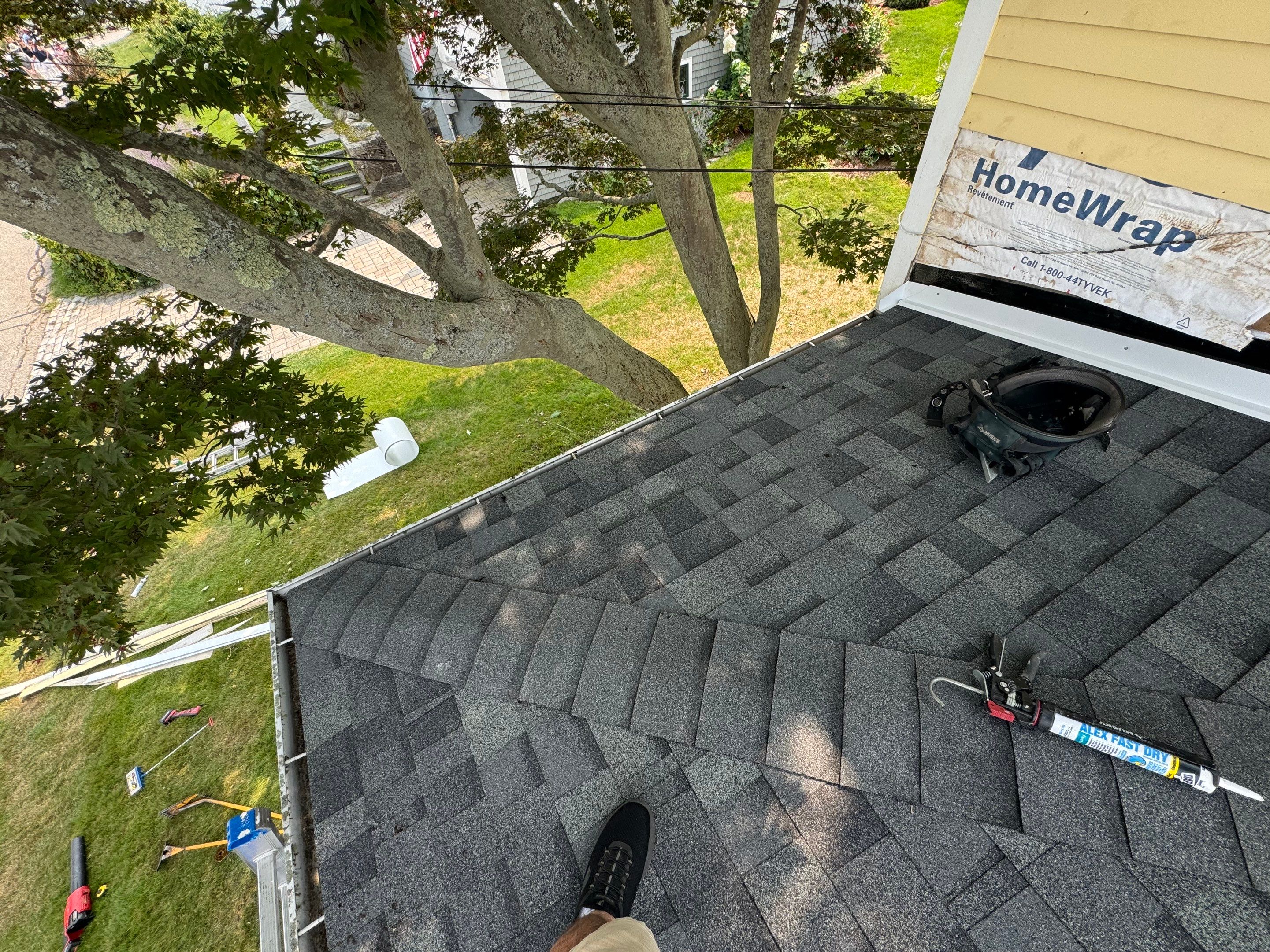 Small Porch Roof in New Castle New Hampshire by Tall pine roofing