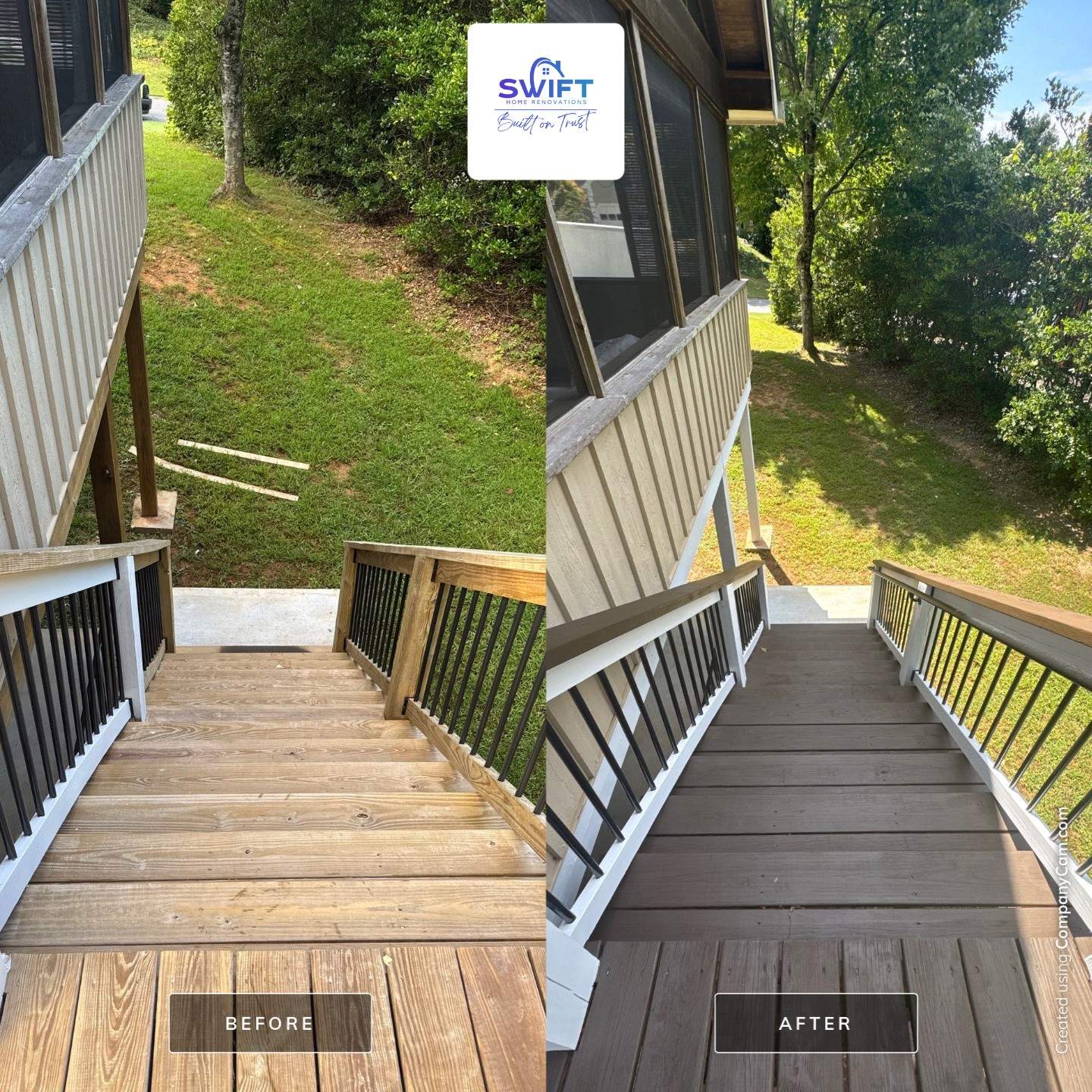 Modern Deck and Staircase Refinishing in Acworth, Georgia by Swift Home Renovations