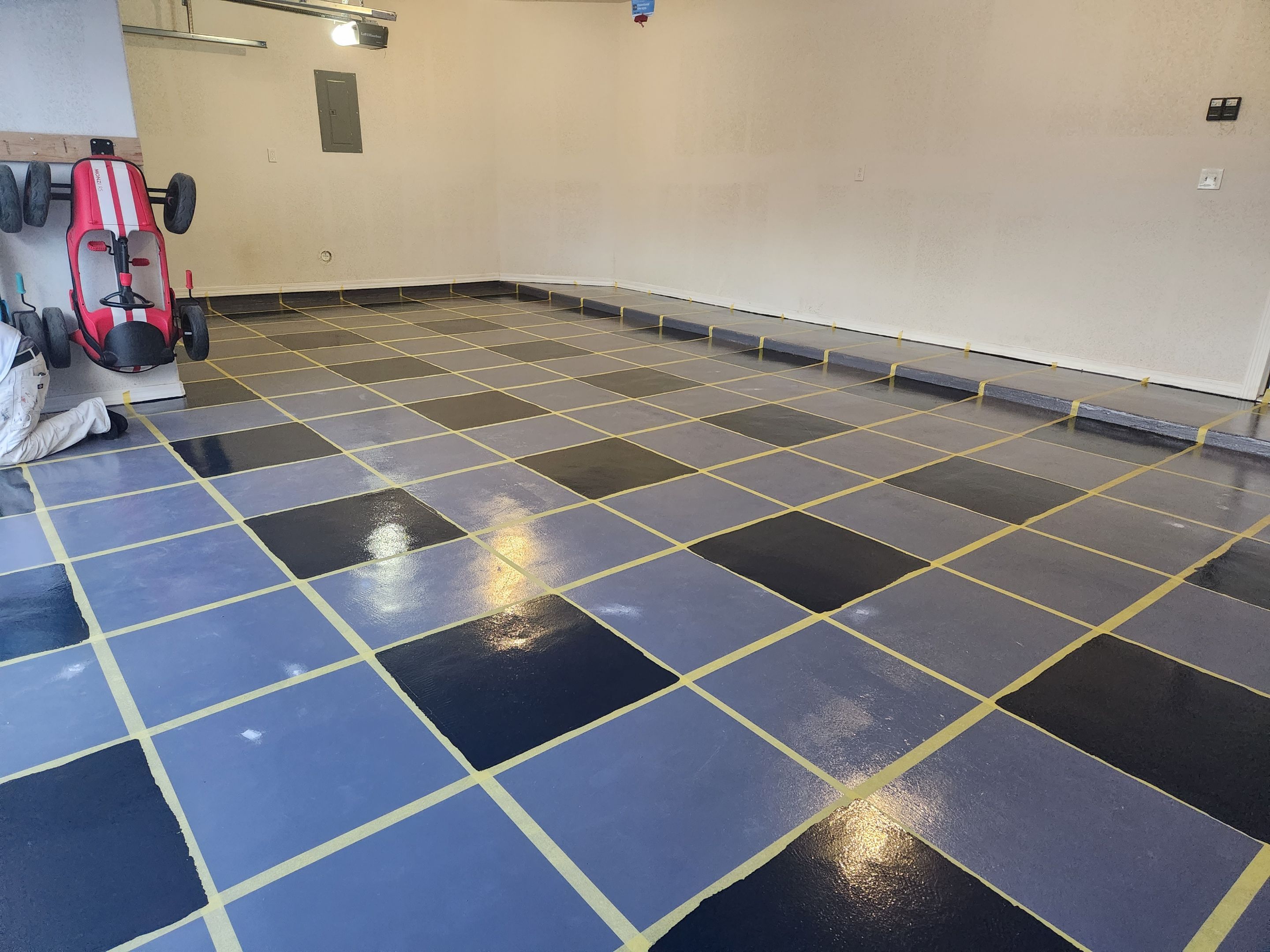 Checkered Garage Floor Coating by Regal Renovate