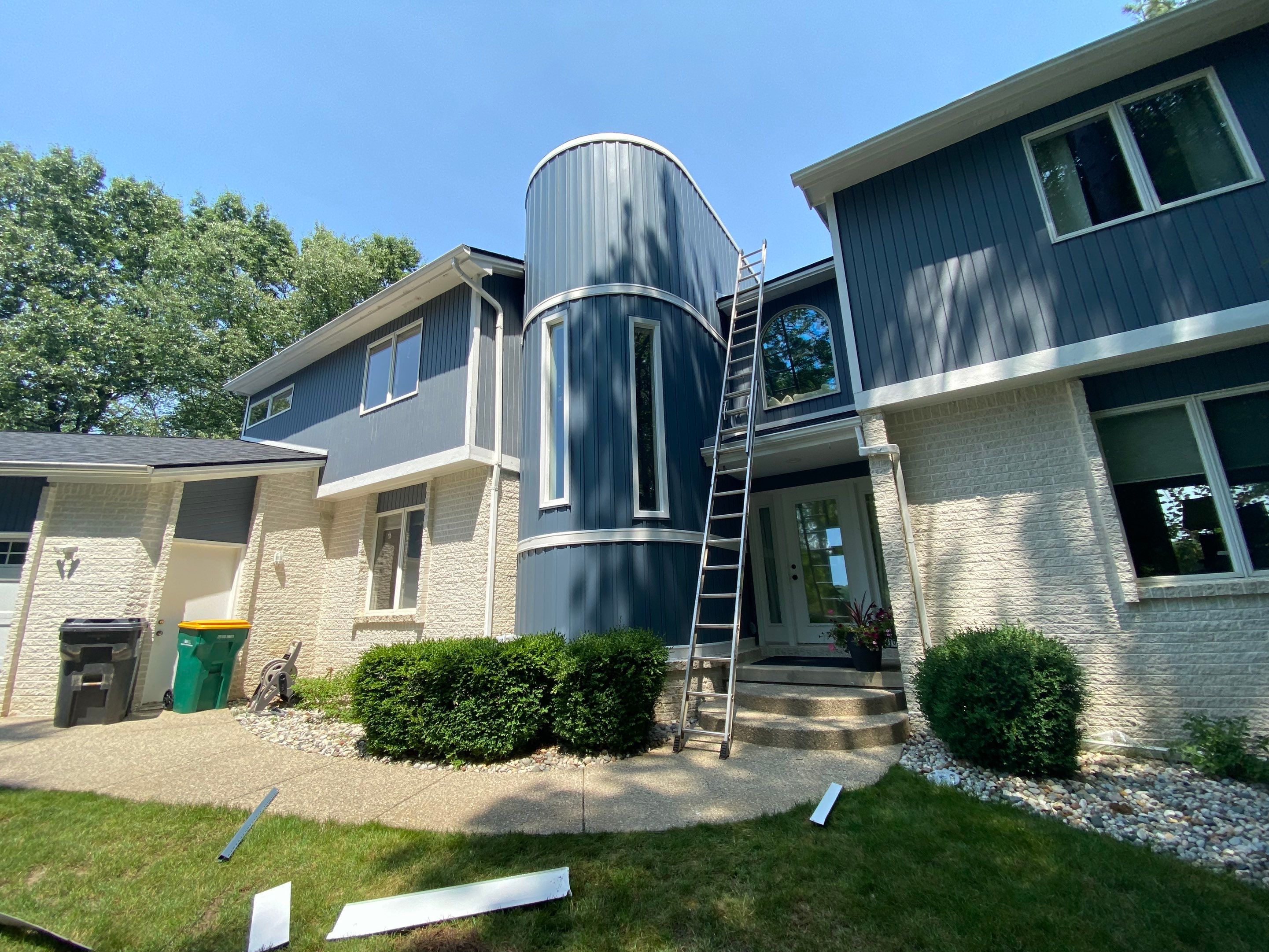 Siding Replacement using CertainTeed Board & Batten Pacific Blue by 180 Contractors