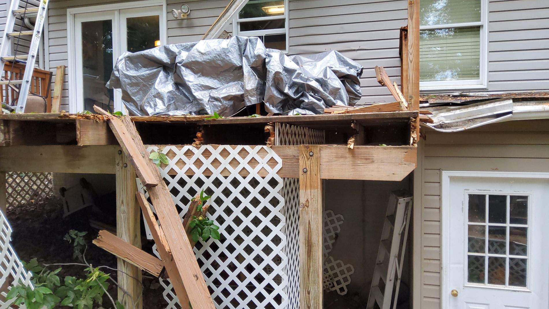 Rebuild deck, exterior wall repair and sliding glass door by Roof Right Inc