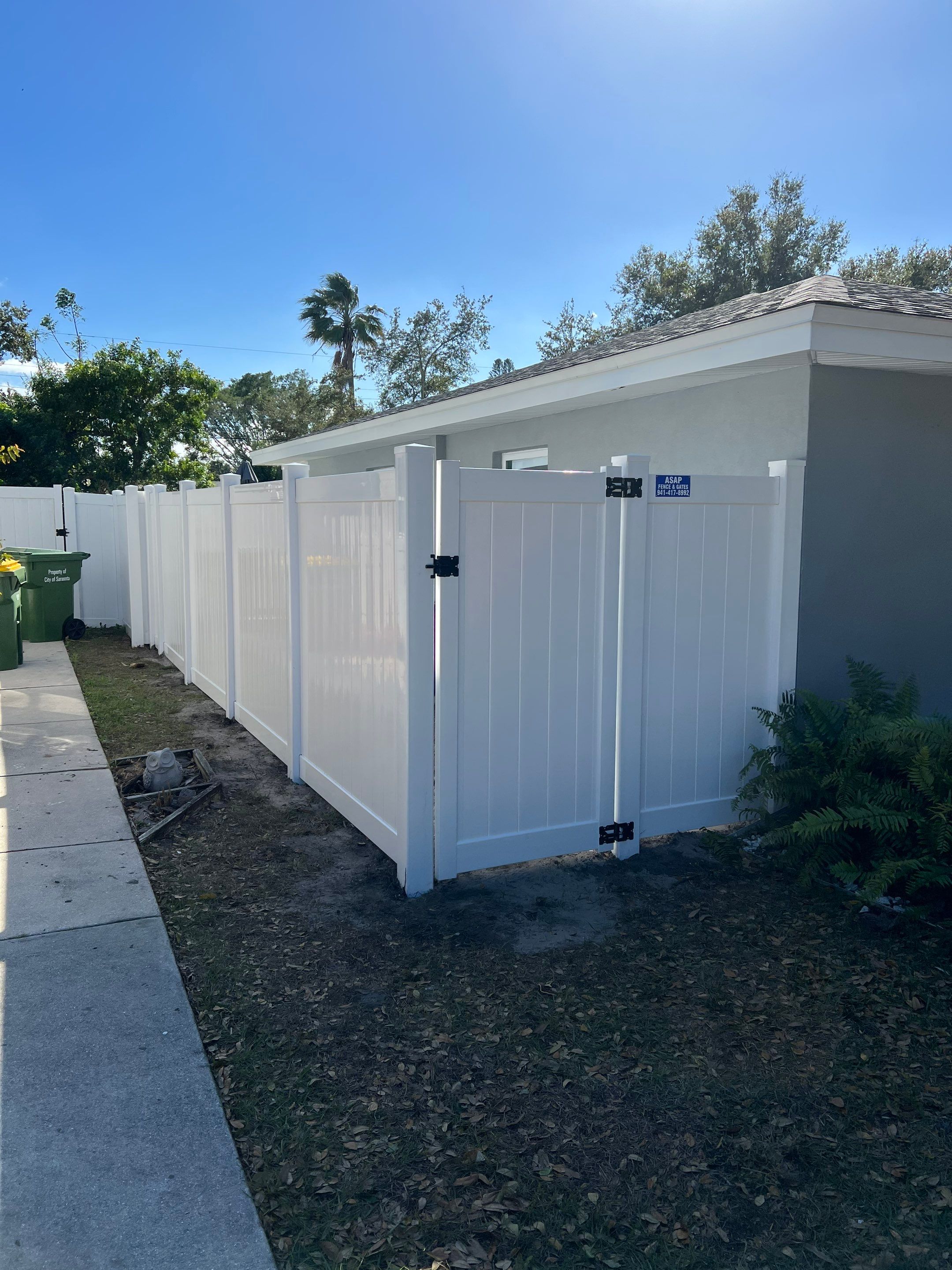 Vinyl Privacy Fence With AC Enclosure and Storage Corral by Asap fence and gates, LLC
