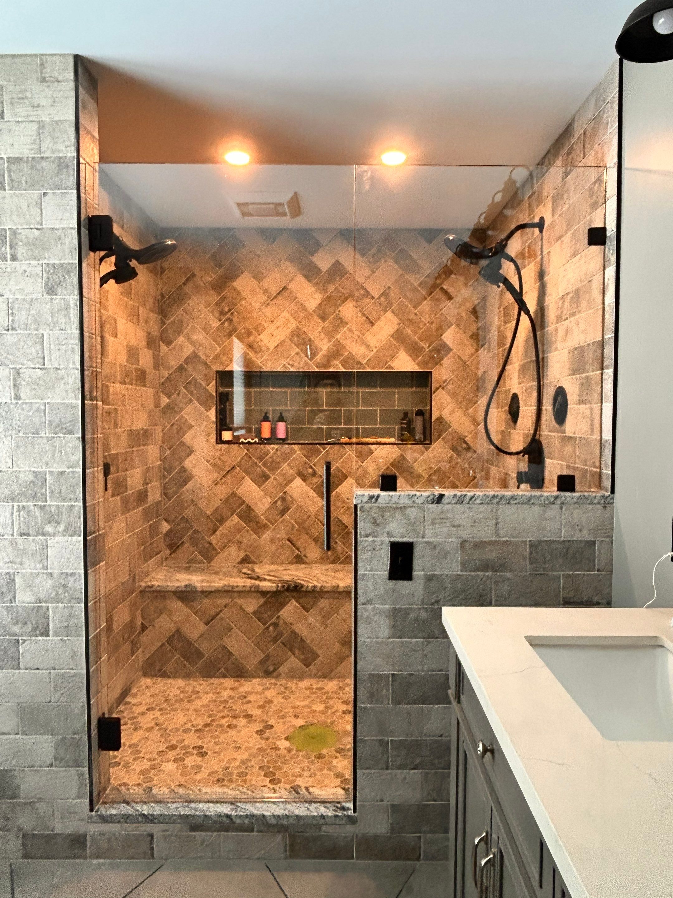 Bathroom Remodel using Tempered Shower Glass by Cheshire Glass Company