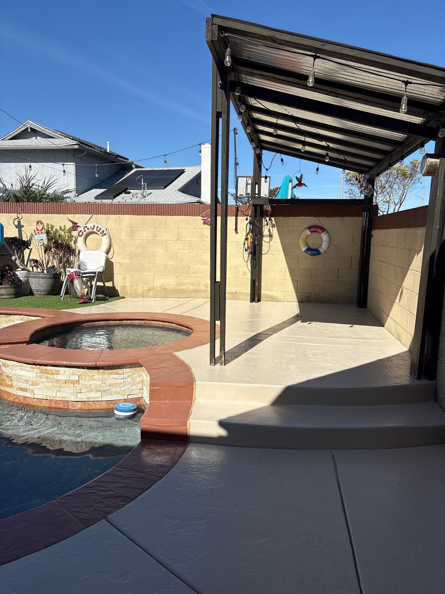 Sandblast & Staining Pool Deck by La Power Washing Inc