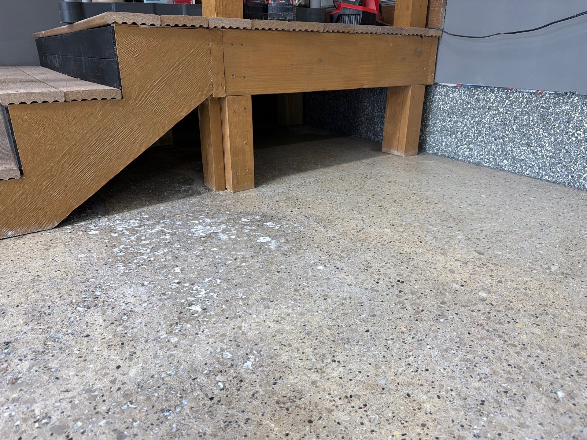 Weathered Gray Epoxy Flake Floor Installation in Muskegon by Gordon Painting
