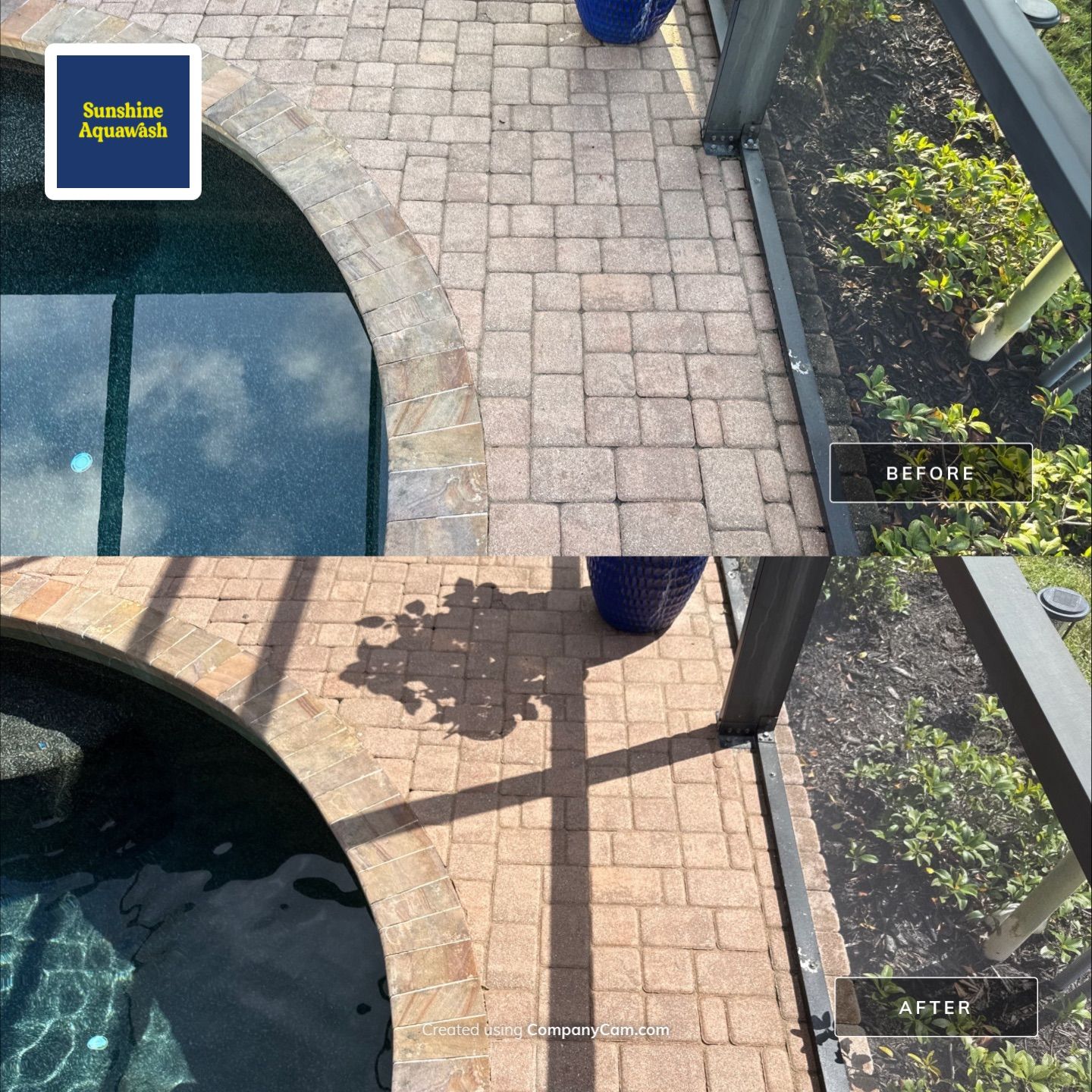 Tile Roof, Paver Pool Deck & Flowerbed Curbing Cleaning | Winding River Bradenton, FL Transformation by Sunshine AquaWash