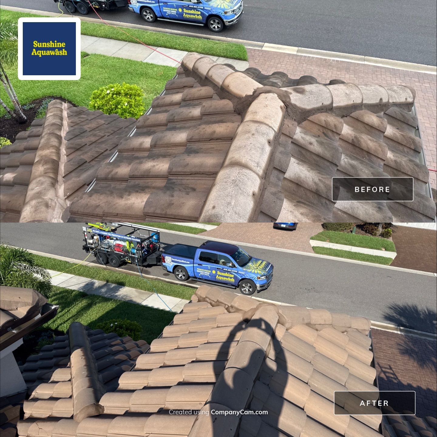 Concrete Tile Roof, Paver Driveway & Lanai Cleaning – Artisan Lakes Esplanade, Palmetto, FL by Sunshine AquaWash