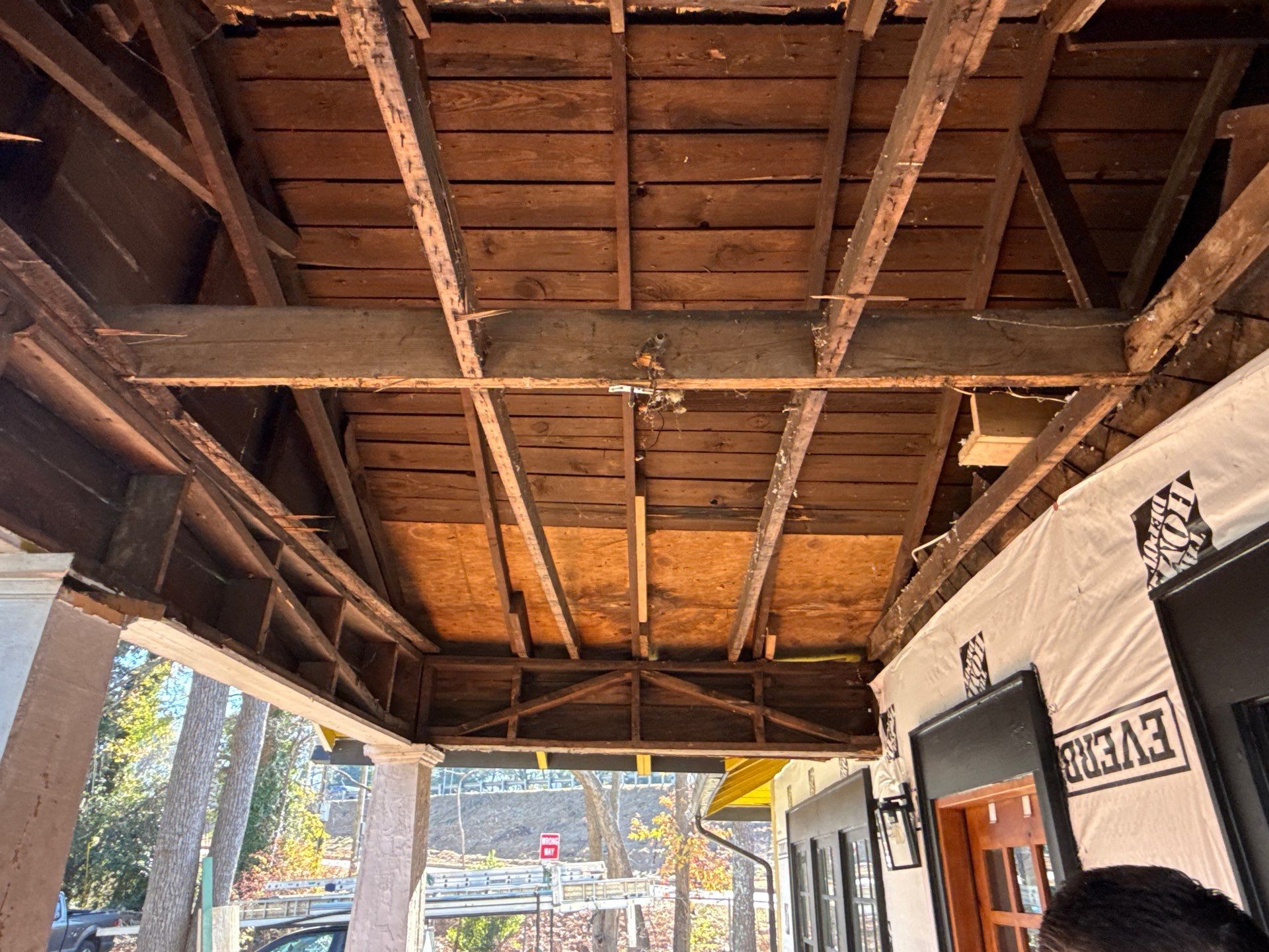 Cedar Tongue & Groove Porch Ceiling Installation Plus James Hardie Siding Replacement by Nelson Exteriors 