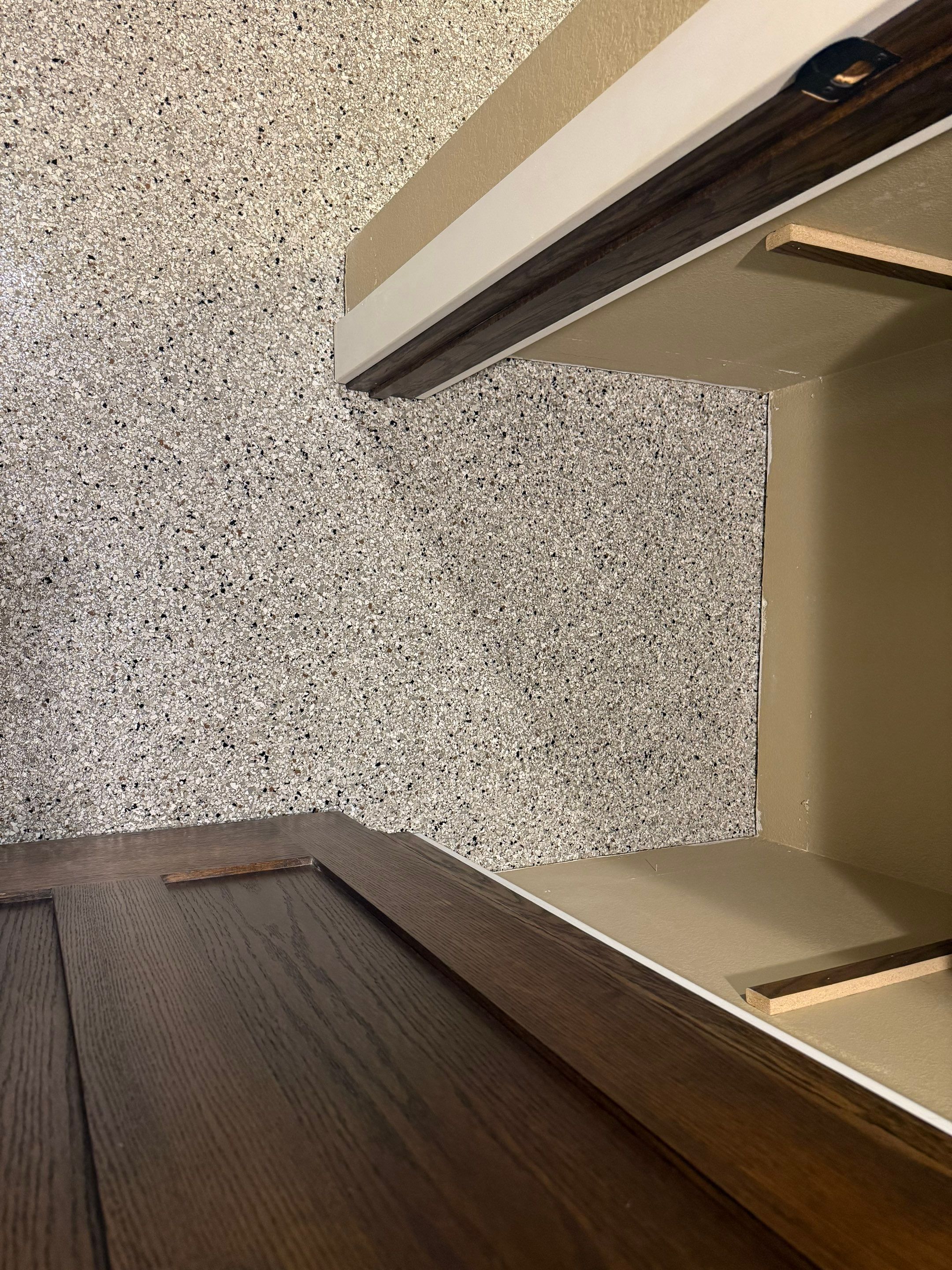 Decorative Flake Concrete Floor Coating for Larchwood Basement by Select Painting, Coatings & Garage Cabinets