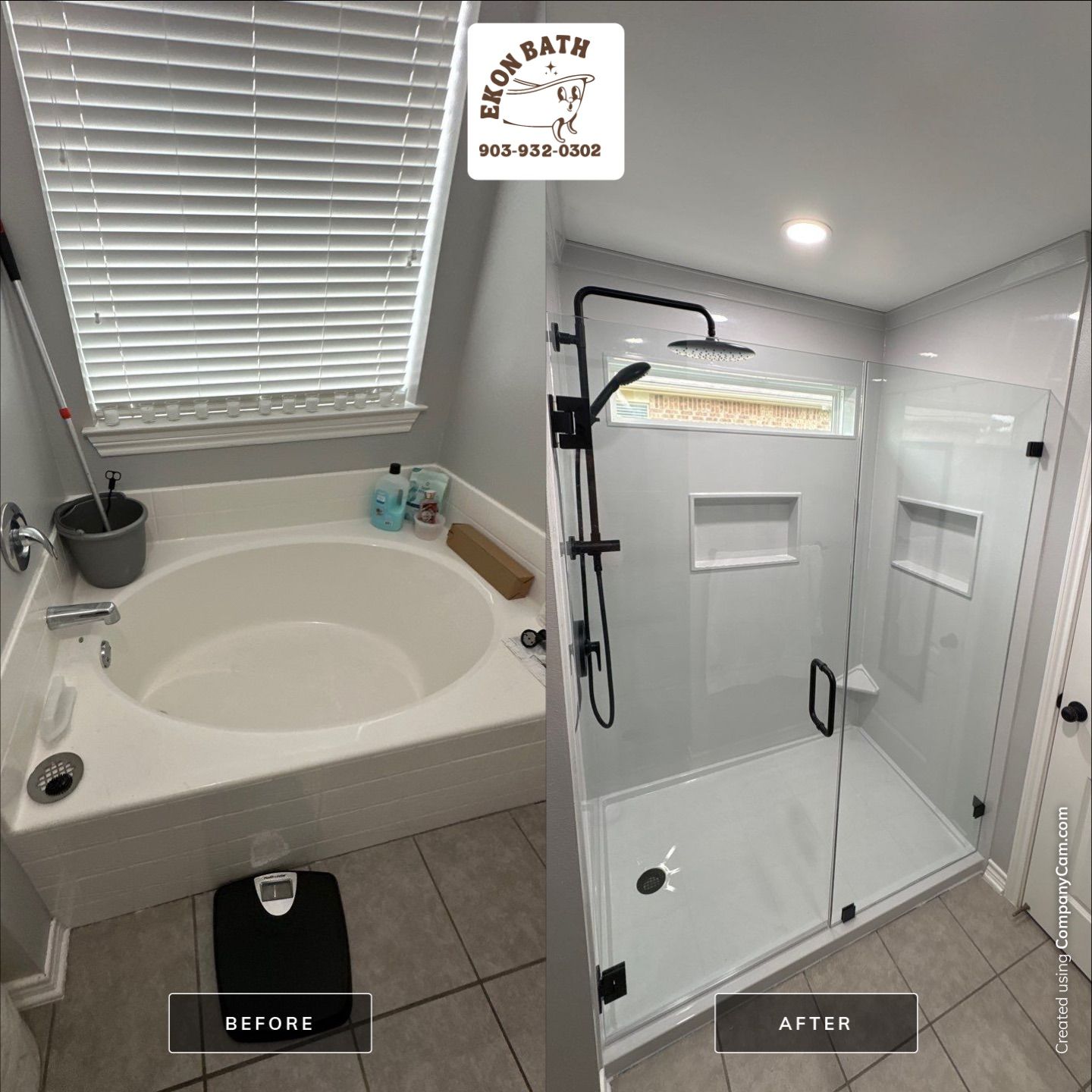 Bathroom Remodel using The Onyx Collection by Ekon Bath, LLC