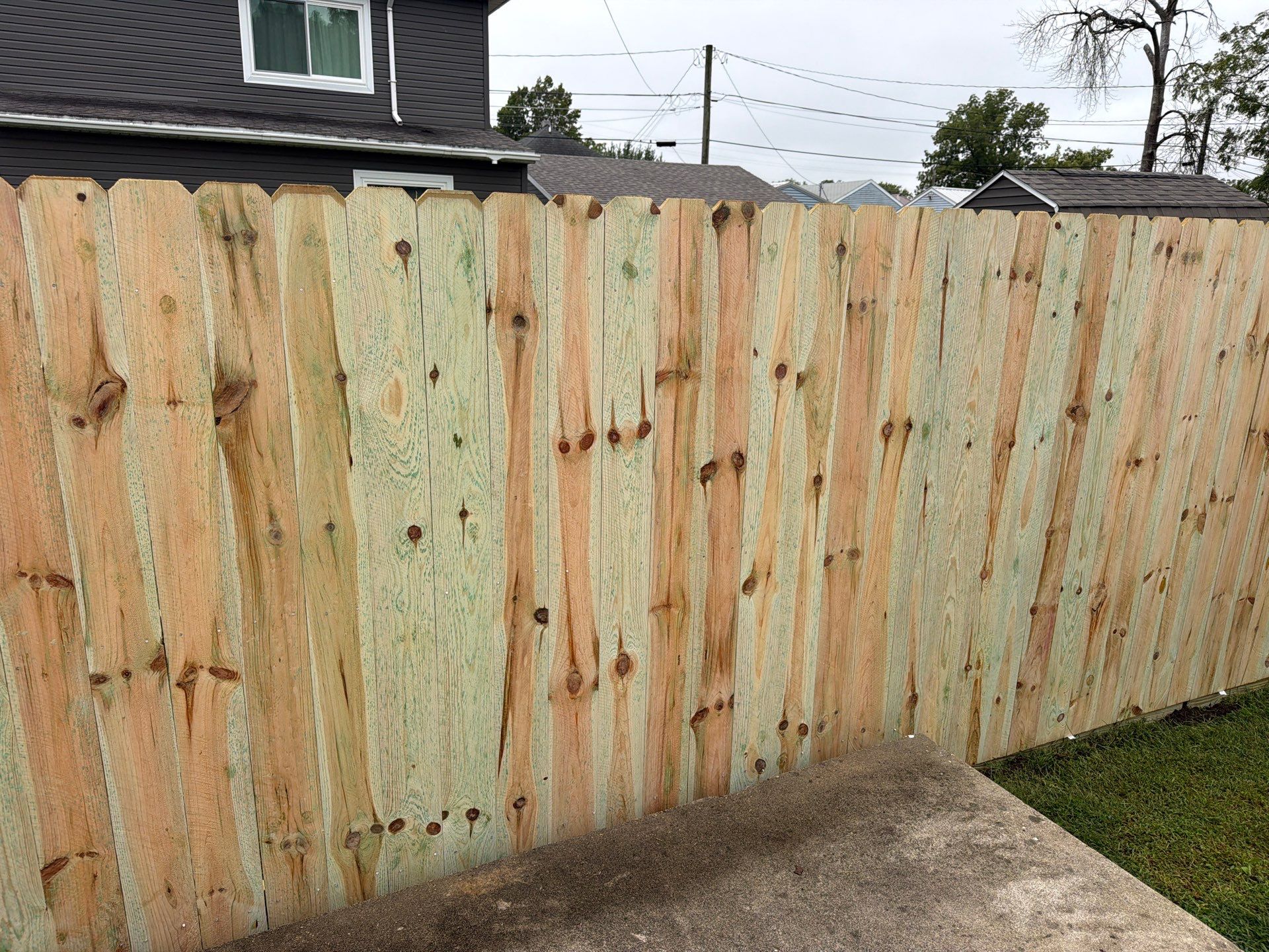 Custom Wood Privacy Fence and Black Chain Link Gate in Independence by Perfect Picket Fence and Stain