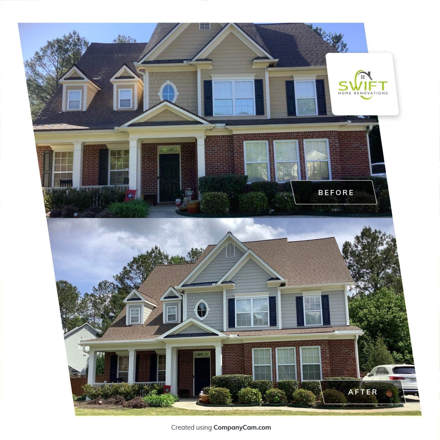 Exterior Home Refresh in Powder Springs with Gray Siding and White Trim by Swift Home Renovations