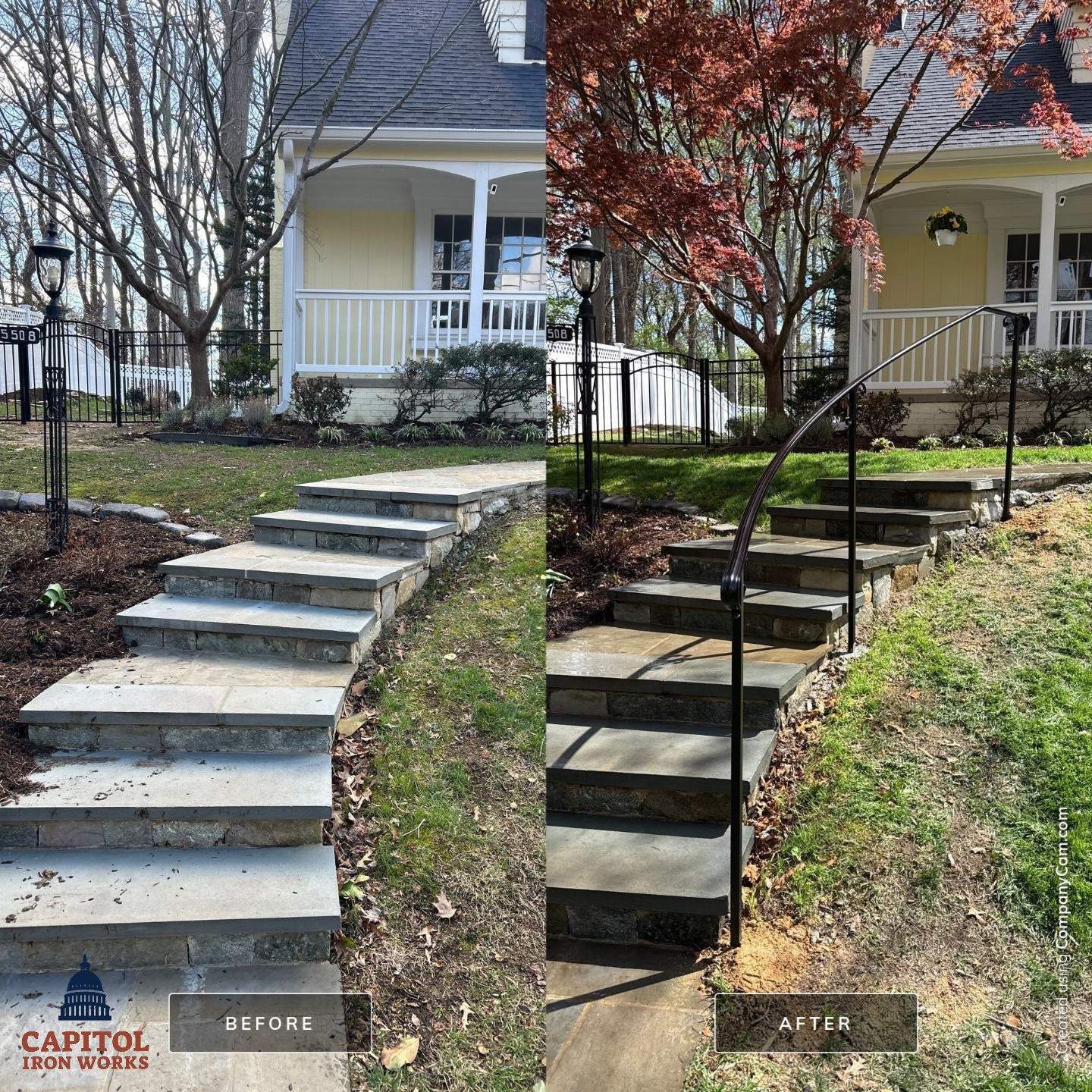 Modern Exterior Steel Handrails – Residential Entrance – Bethesda, MD by Capitol Iron Works