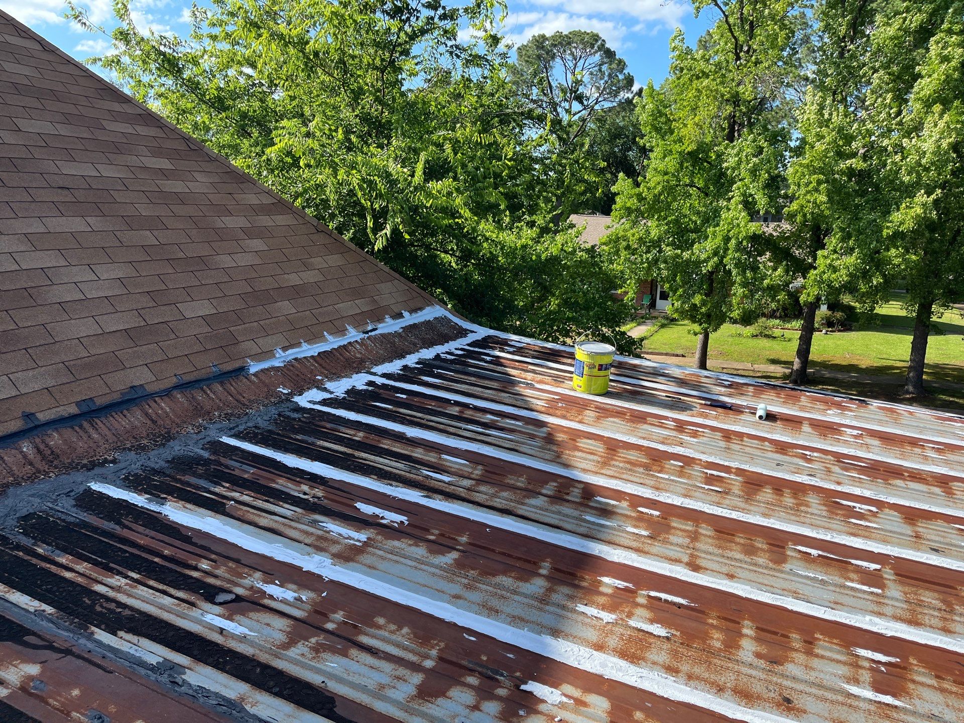 Residential Asphalt Shingle Repair and Metal Roof Coating in Durant by BANA Roofing and Solar Supply
