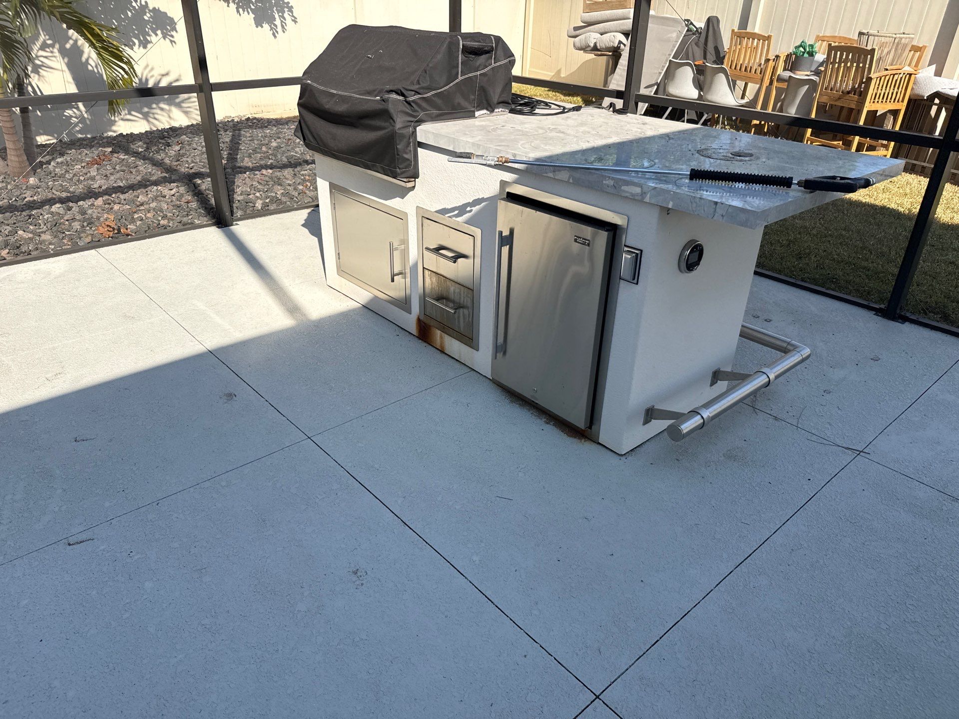 Painted Pool Deck & Screen Enclosure Cleaning | Heron Creek, Palmetto FL by Sunshine AquaWash