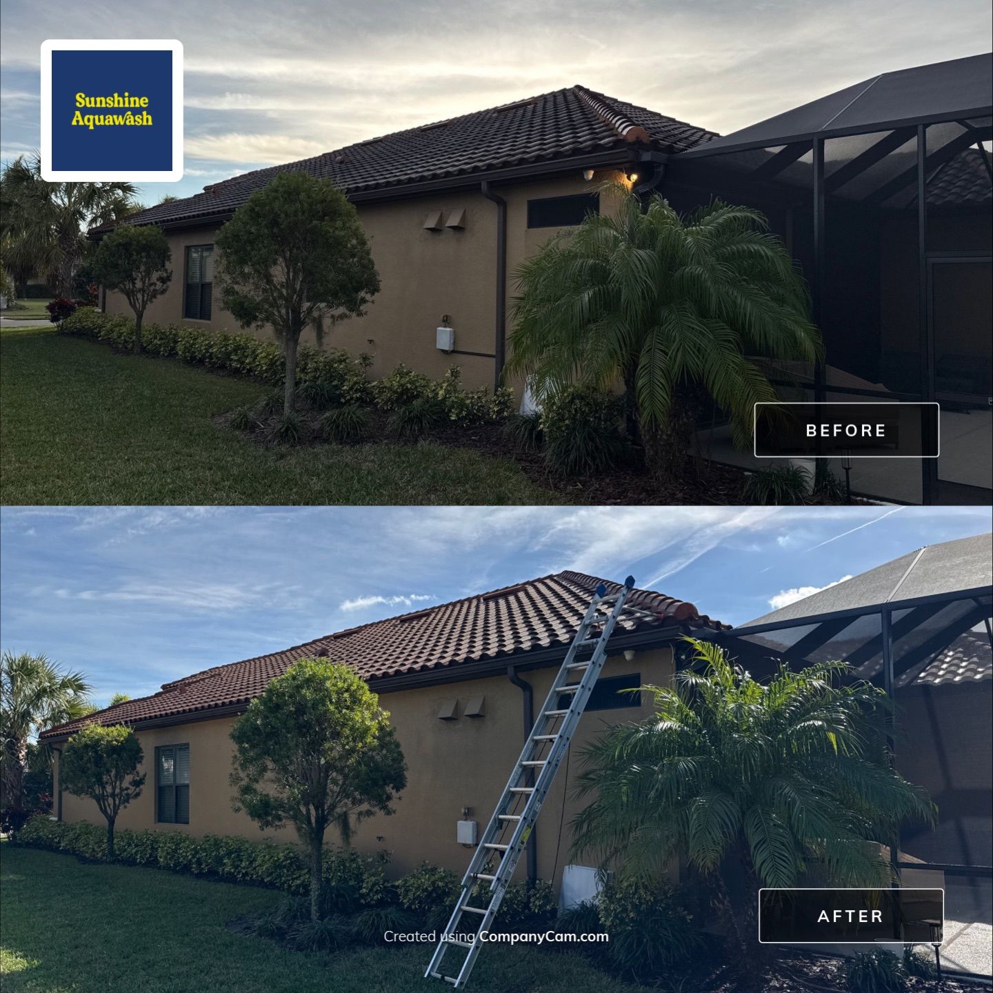 Tile Roof Cleaning (No Walking on Roof) – Artisan Lakes, Palmetto, FL by Sunshine AquaWash