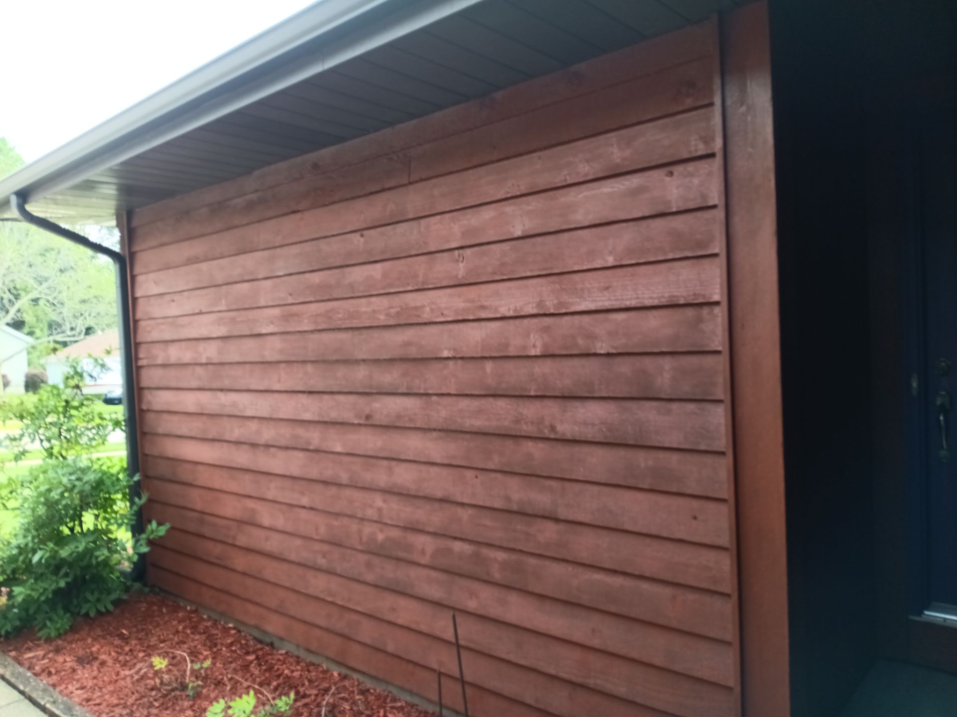 Front of home and garage staining by Gordon Painting