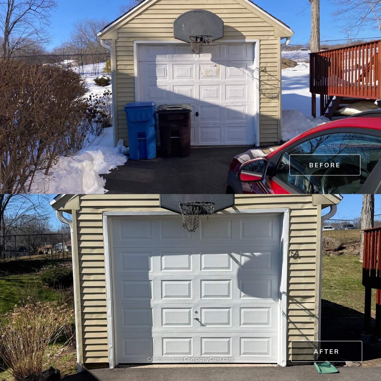 Garage Door Refresh with Improved Function & Clean Finish by DiGiorgi Roofing and Siding Inc