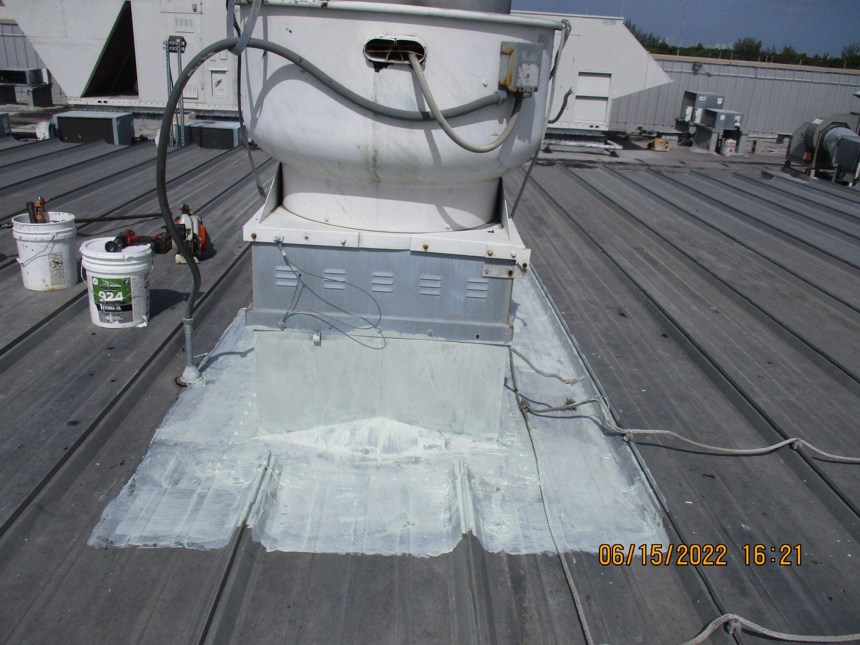 Calder Casino & Race Track Partial Metal Restoration  using #924 Eterna-Sil Premium Silicone Roof Coating by Morton Roofing, Inc.