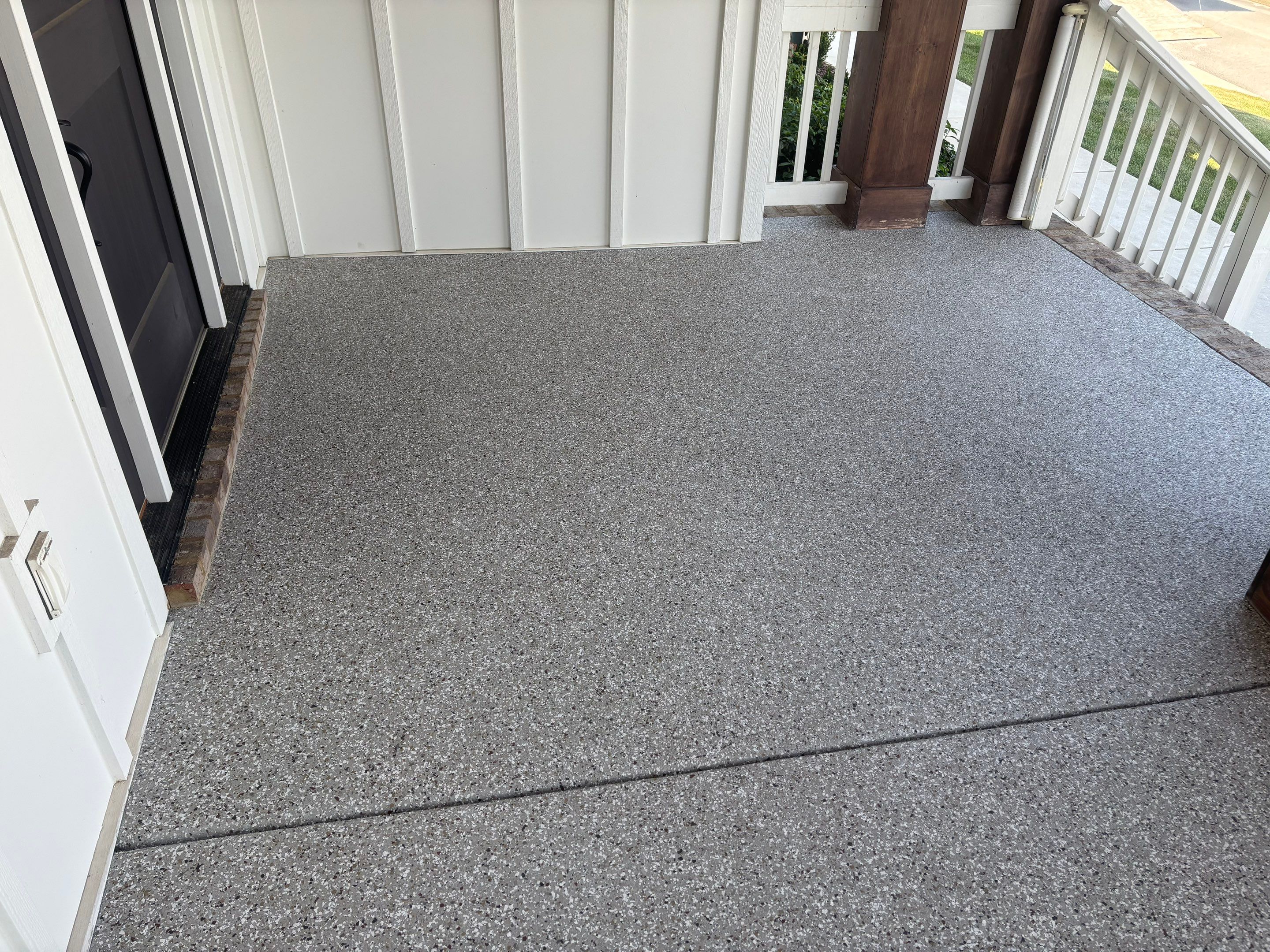 Two Porches Completed Using Creekbed by Elite Floor Solutions