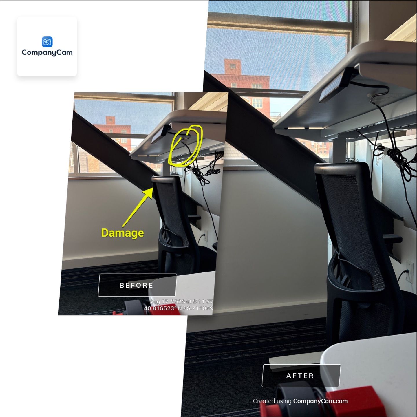 Modern Lincoln Office Remodel with Integrated Cable Management by CompanyCam Sales Demo