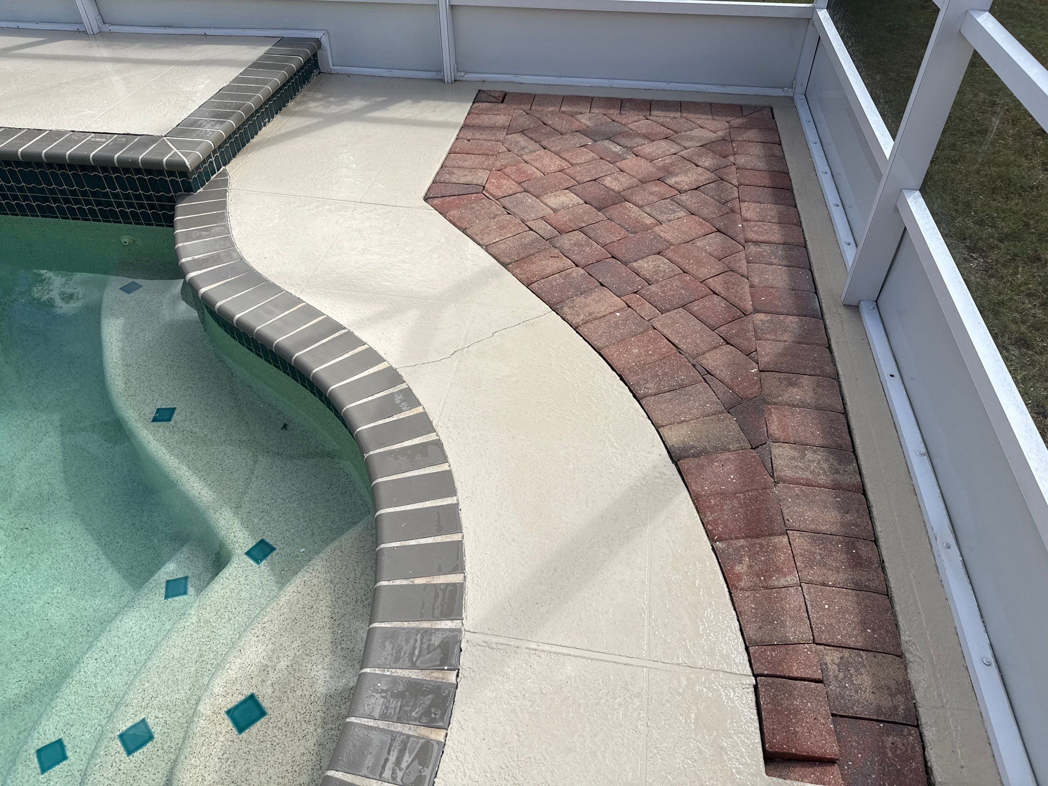 Painted Pool Deck, Pool Cage & Exterior Surface Cleaning in Creekwood – Bradenton, FL by Sunshine AquaWash
