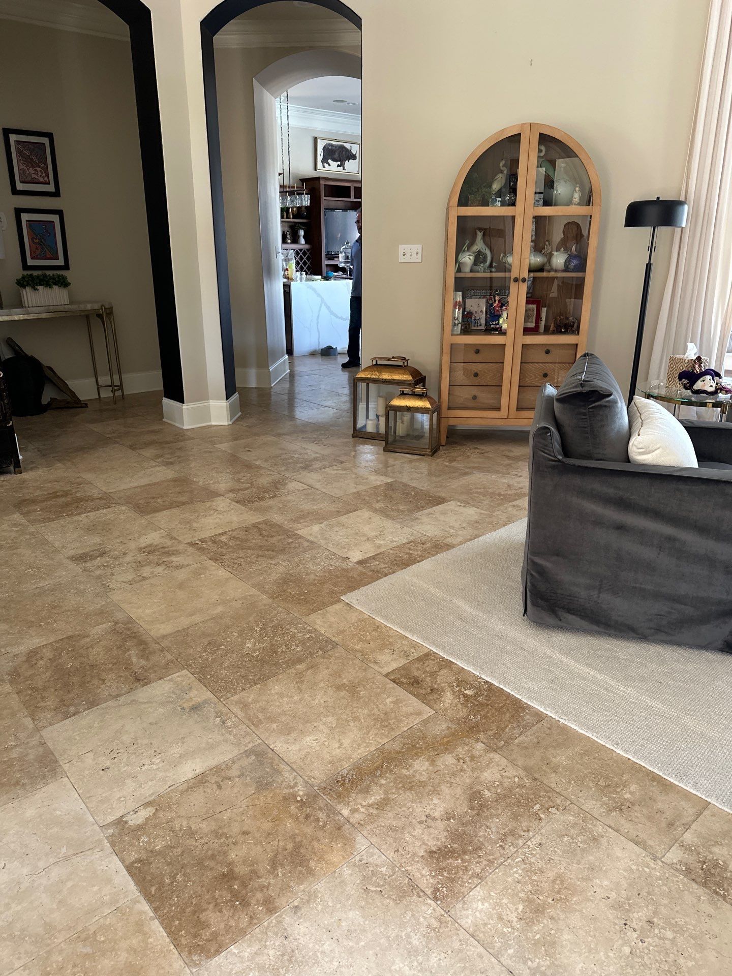 Travertine Floor Restoration in Gautier, Mississippi by Cornerstone Hard Surface Restoration