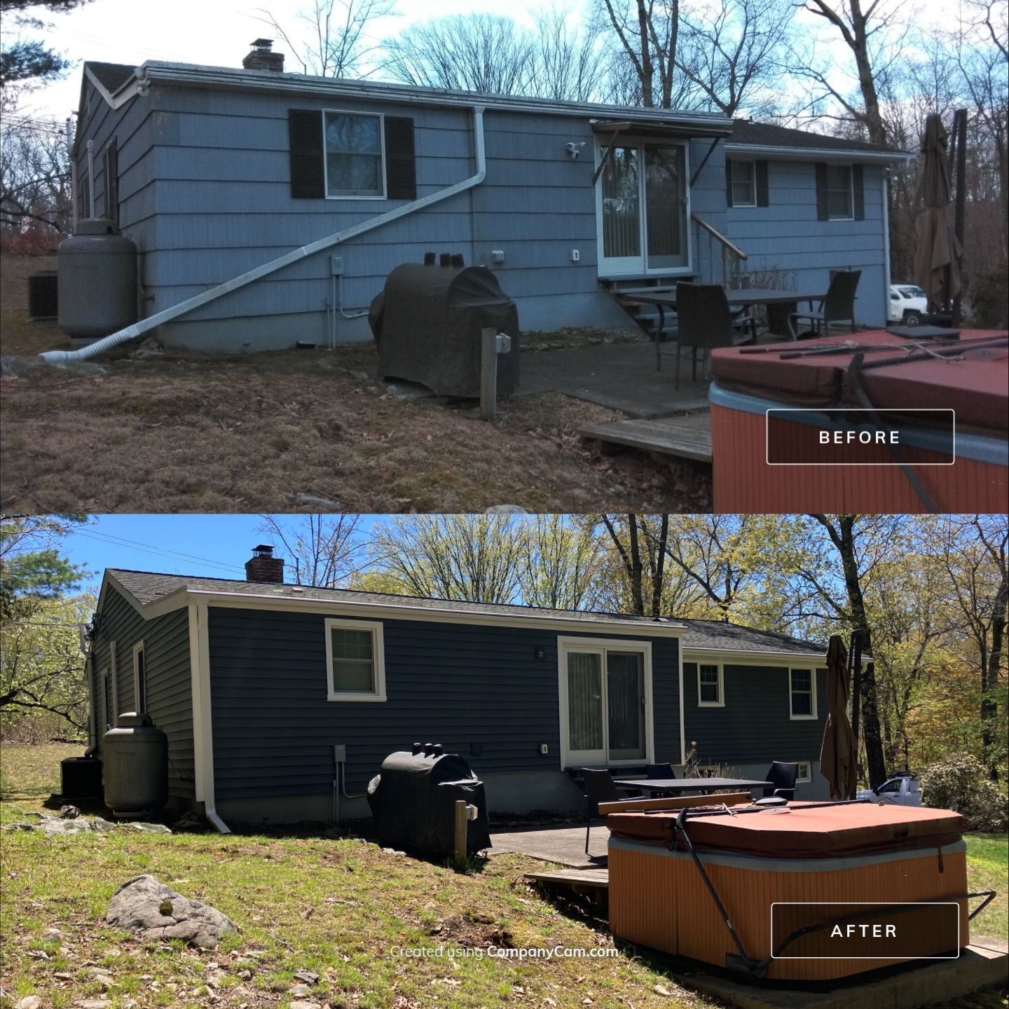 Siding update with Cert Monogram D/5 x 12'6" Rough Cedar, Smoky Gray by DiGiorgi Roofing and Siding Inc