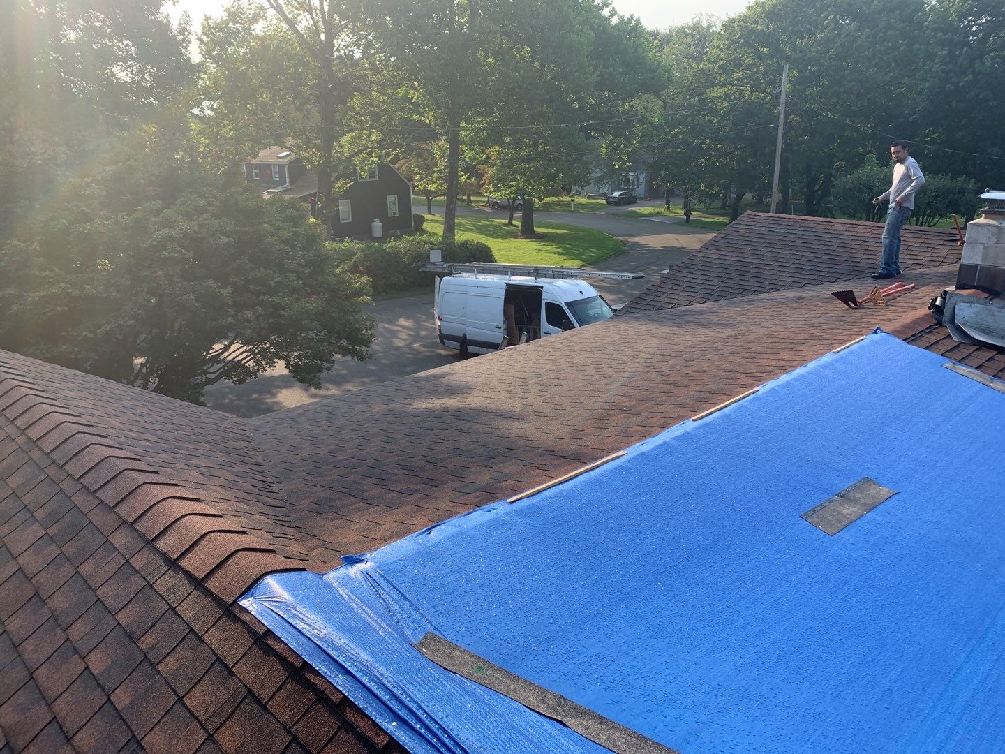 Residential Roofing Installation using Owens Corning Duration Brownwood by A Plus Exterior