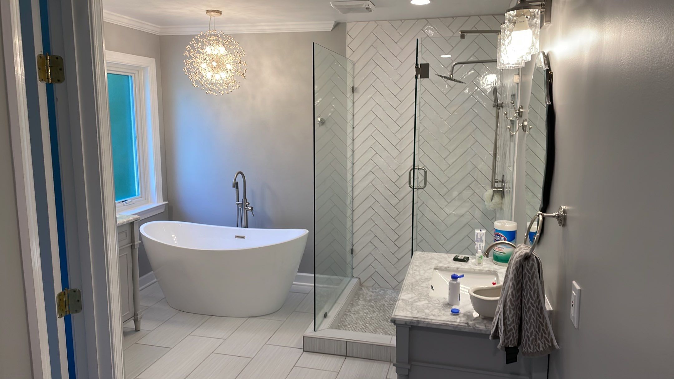 Bathroom Remodel using Schluter by Footprints Floors of Coastal Carolina