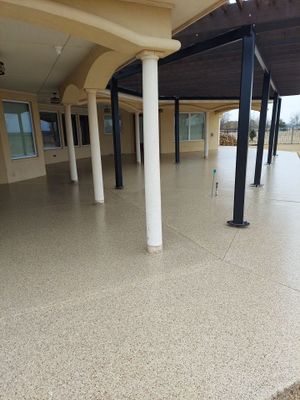 Patio & Sidewalk Coating Installation using Pecan with Redwood