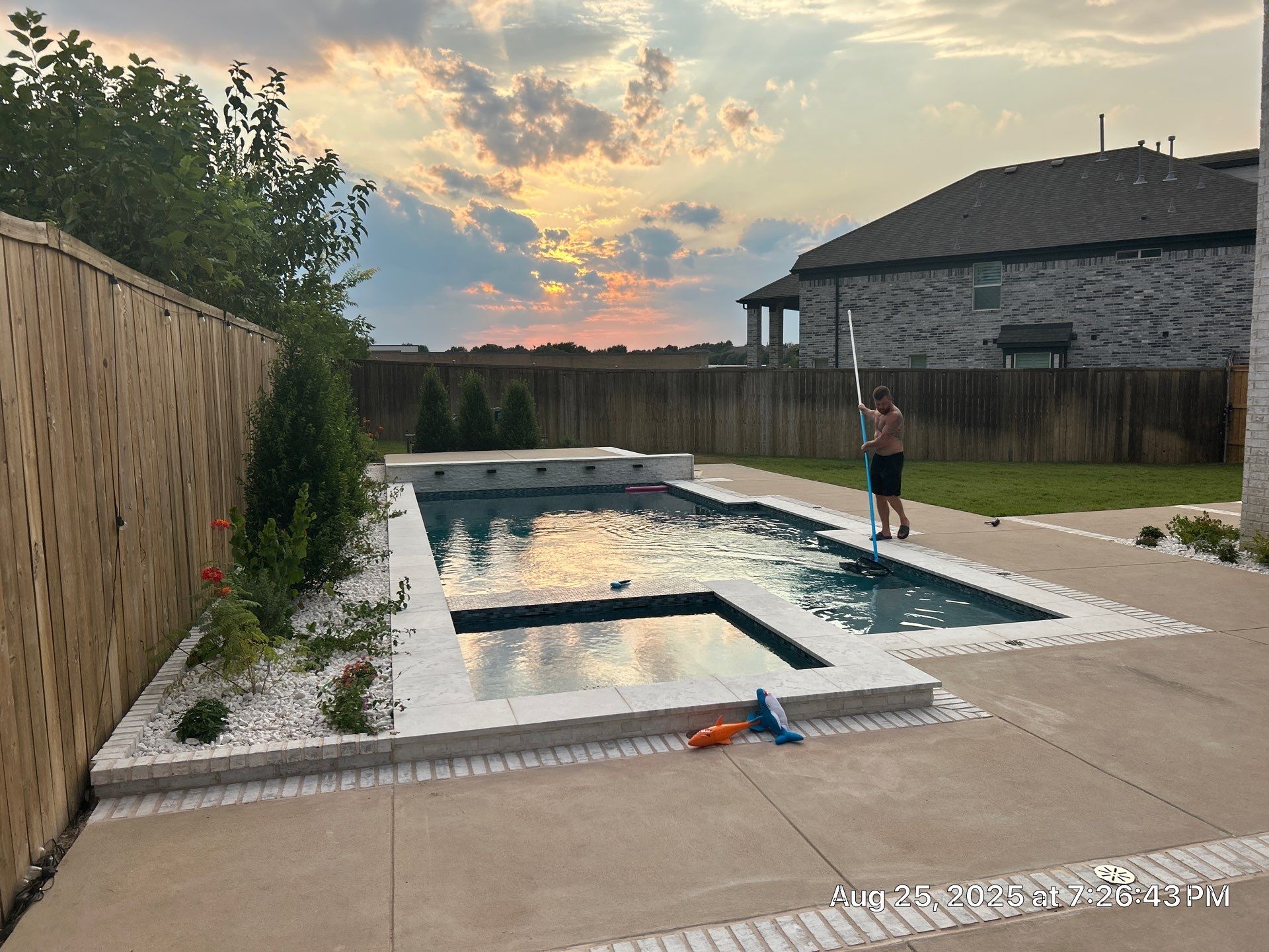 Modern Geometric Pool with Tanning Ledge by Pinnacle Pools and Spas - DFW