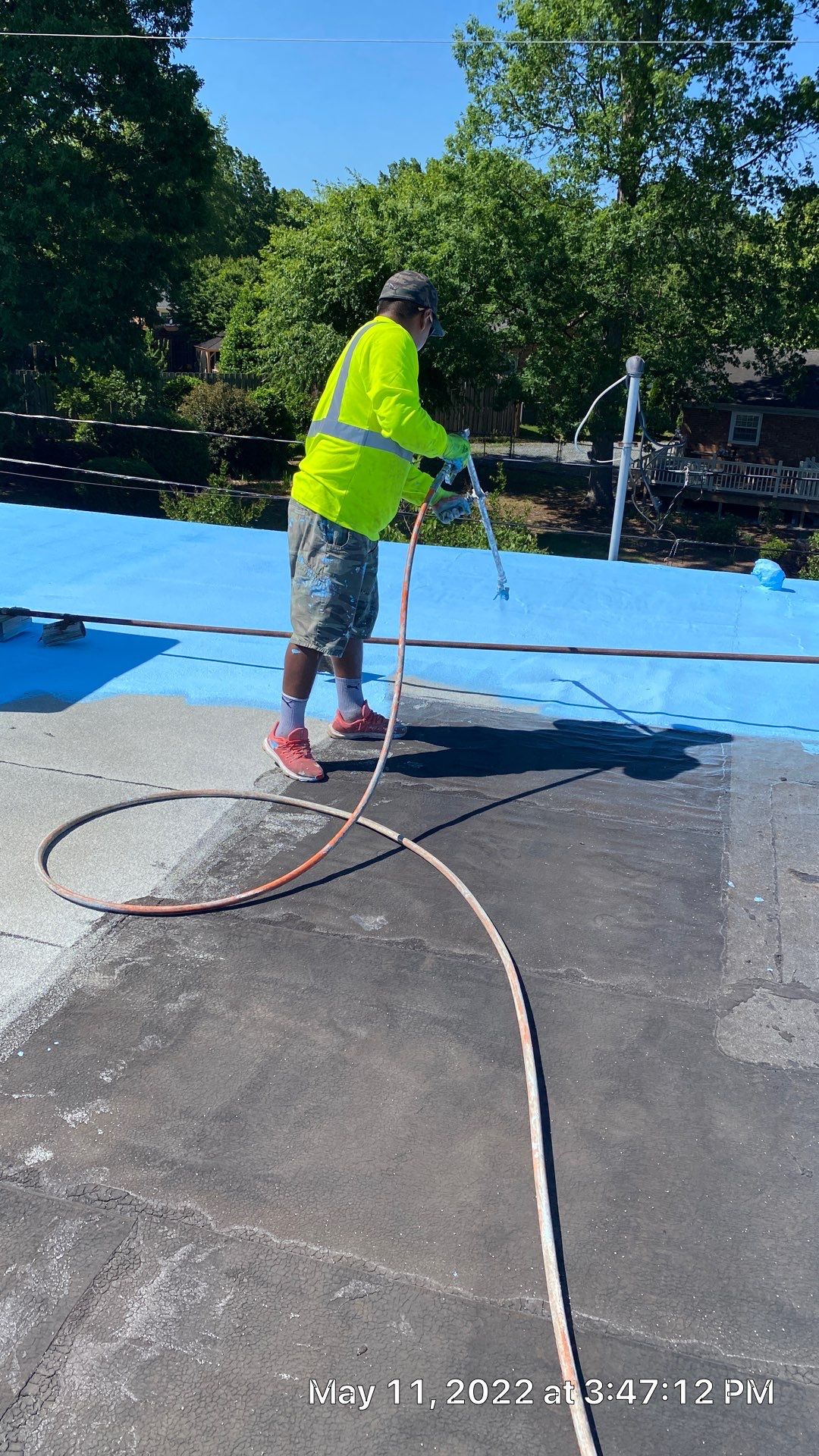 Commercial Roof Coating using Fiberseal basecoat and Silicon Topcoat by Just In Time Roofing and Restoration