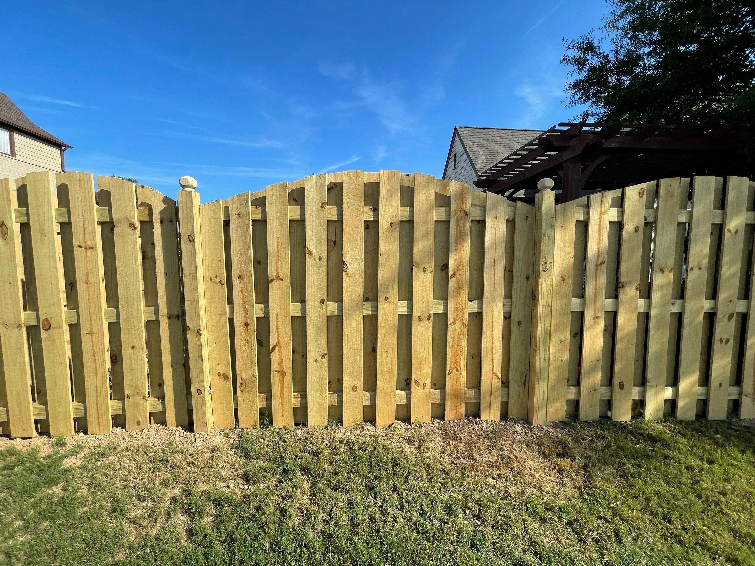 Chase Lake - Arched Shadowbox Fence by Pillar and Pine