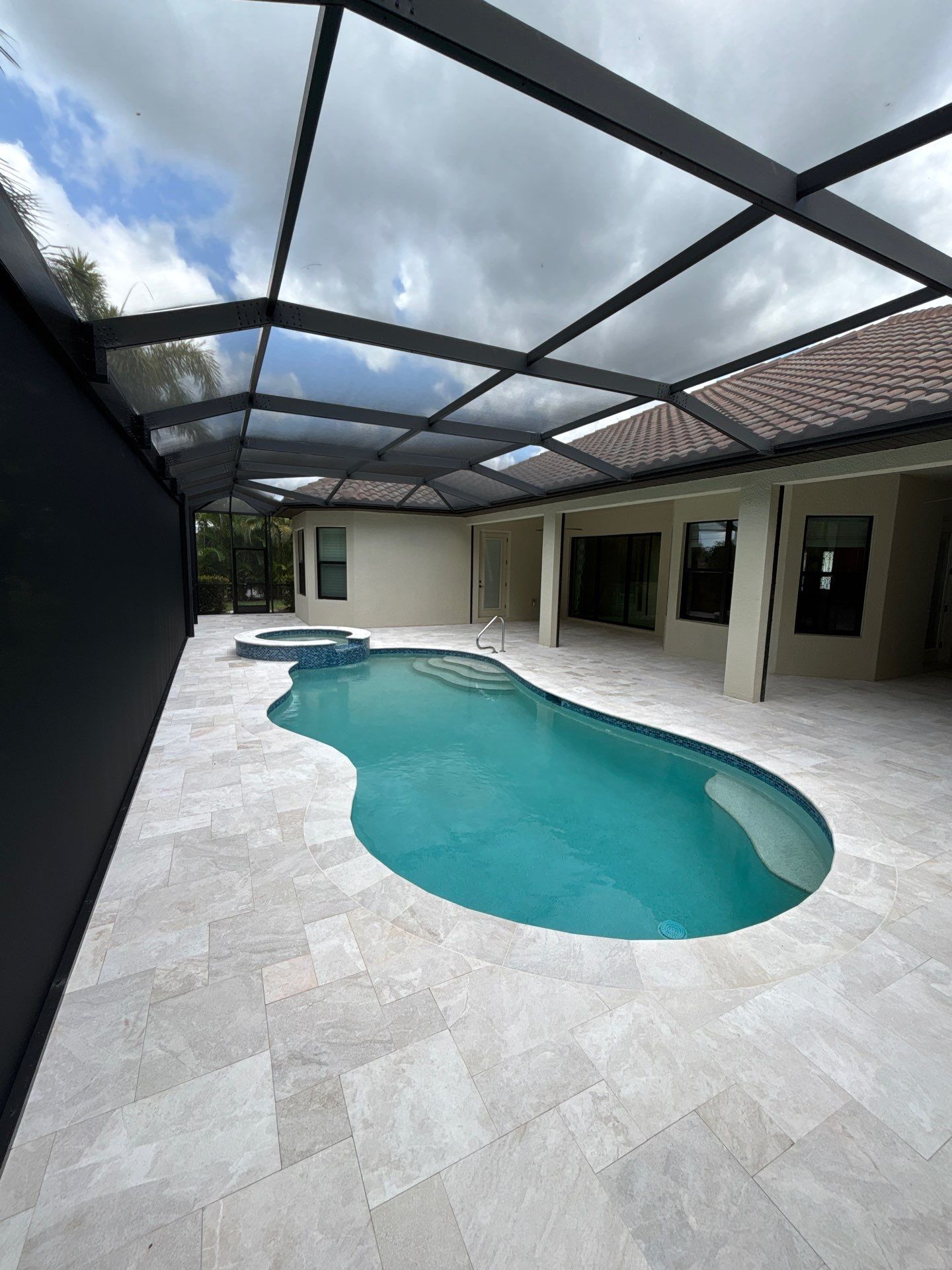 Textured Marble Pool Deck - Bonita National Golf & Country Club by Old Town Pavers Llc
