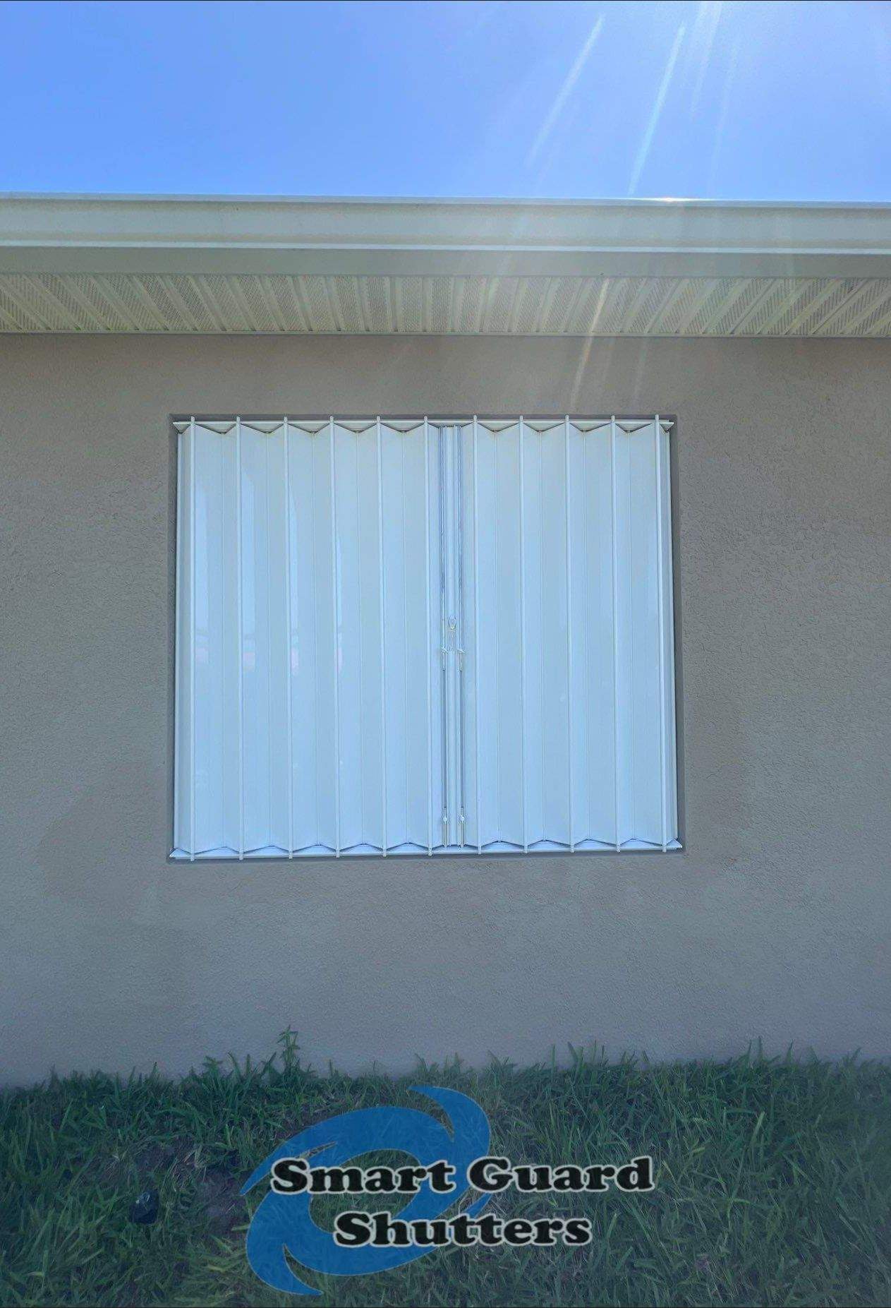 Hurricane protection in Beige/White by Smart Guard Shutters