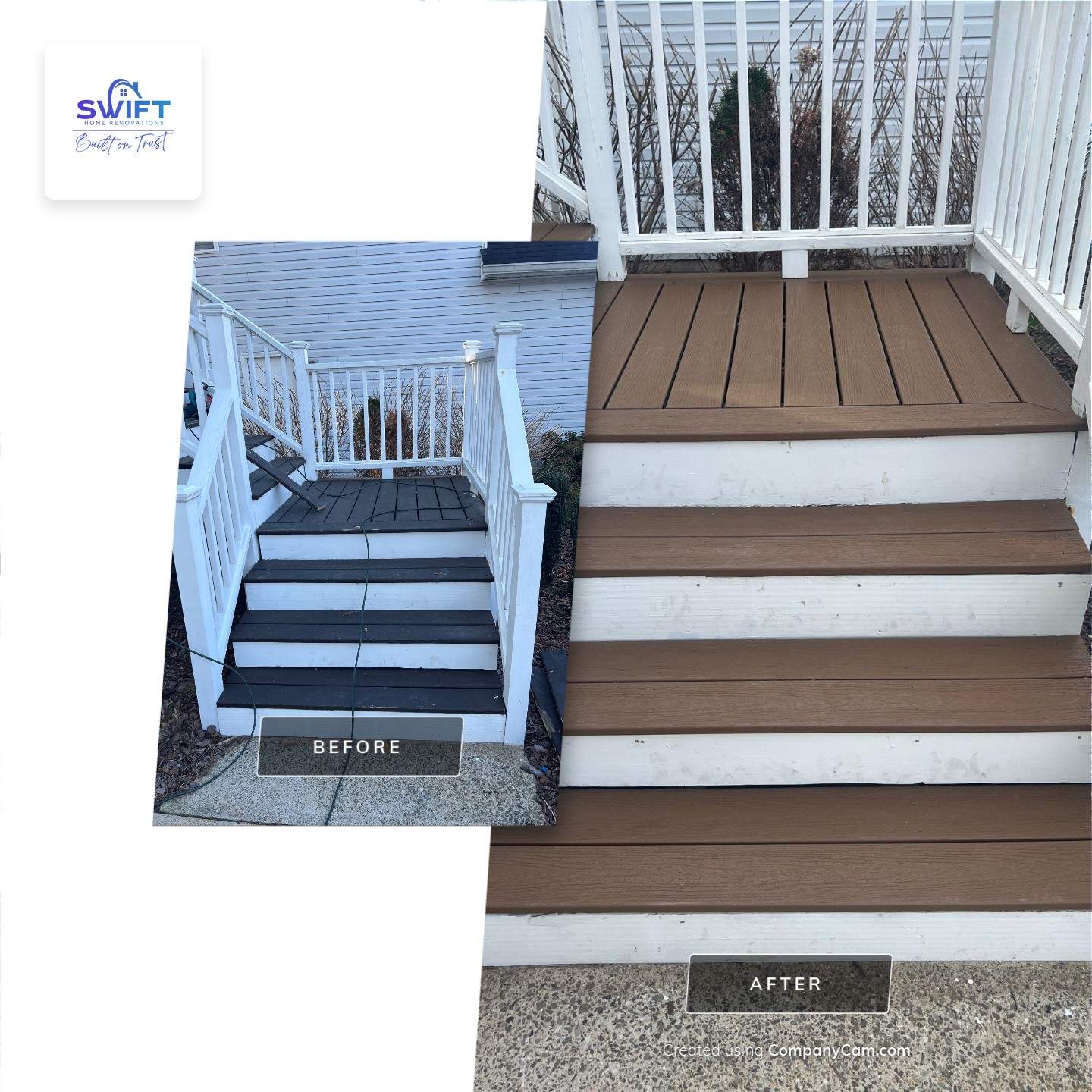 Composite Stair Tread and Railing Replacement in Marietta, Georgia by Swift Home Renovations