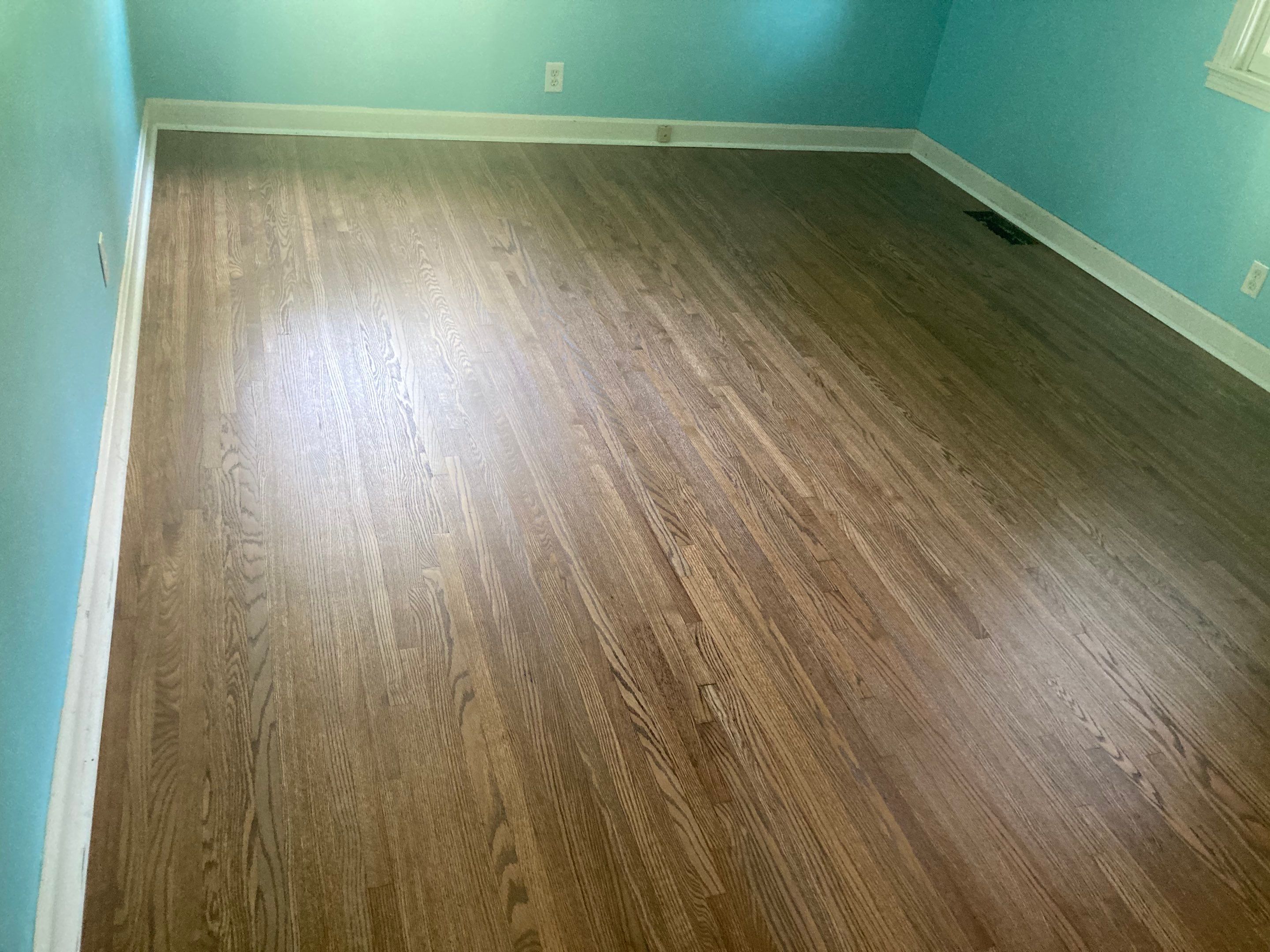 Red and White oak refinish with Duraseal Special Walnut Stain by Footprints Floors of Nashville