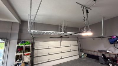 Ceiling Mounted Overhead Storage Rack Installation in Shawnee