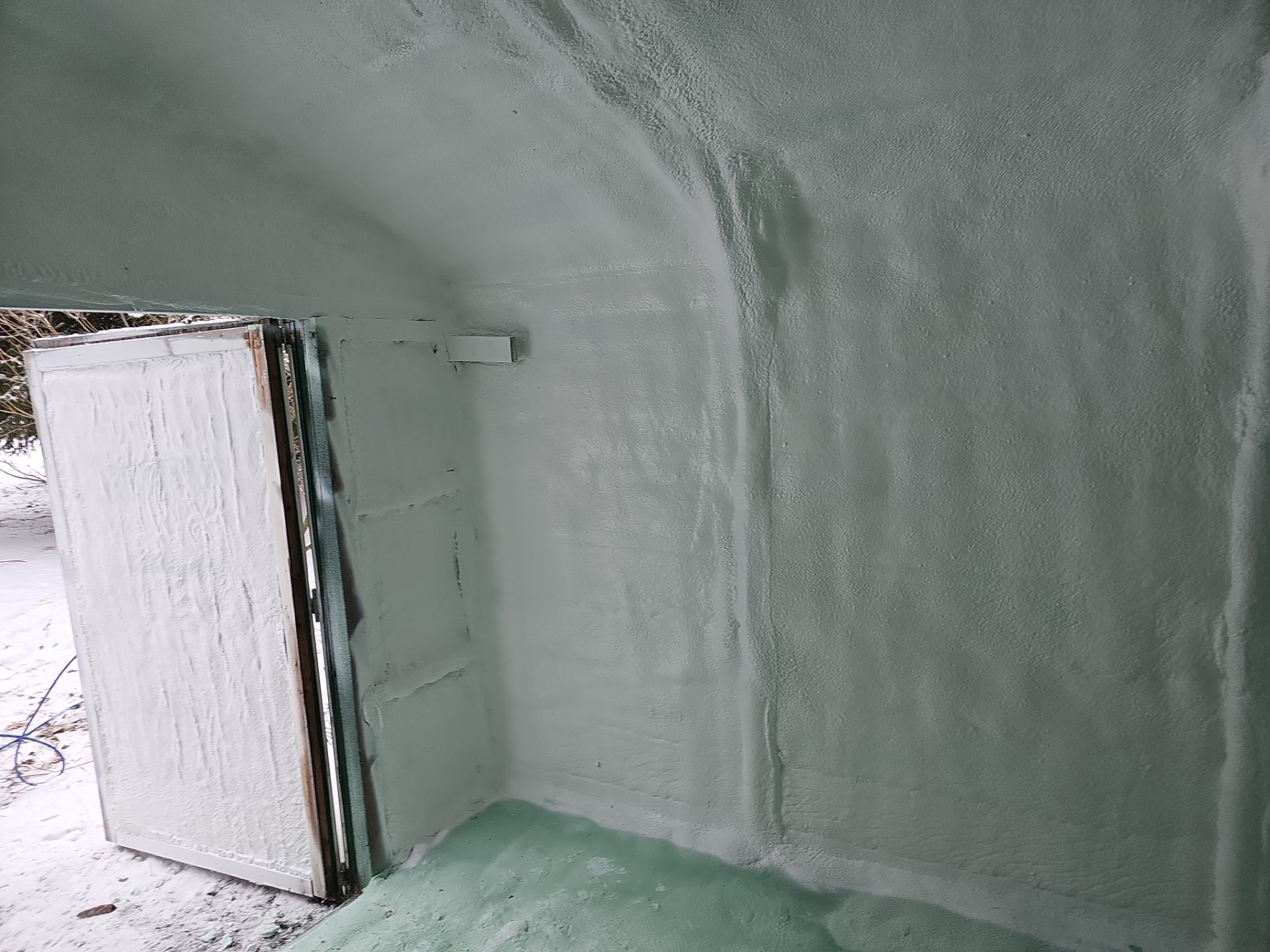 Closed Cell Spray Foam Applied to a Metal Shed by NYS Foam & Energy