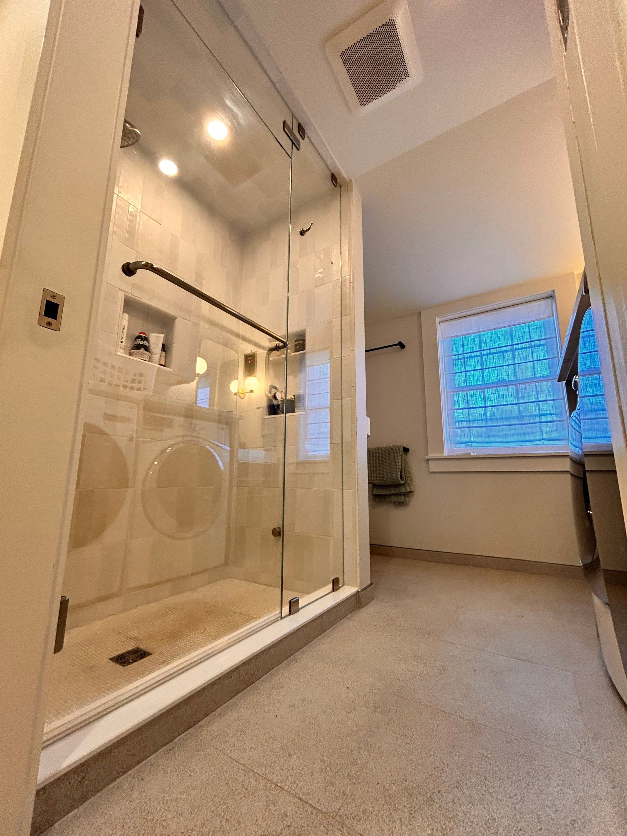 Steam Shower using Tempered Low Iron Shower Glass by Cheshire Glass Company