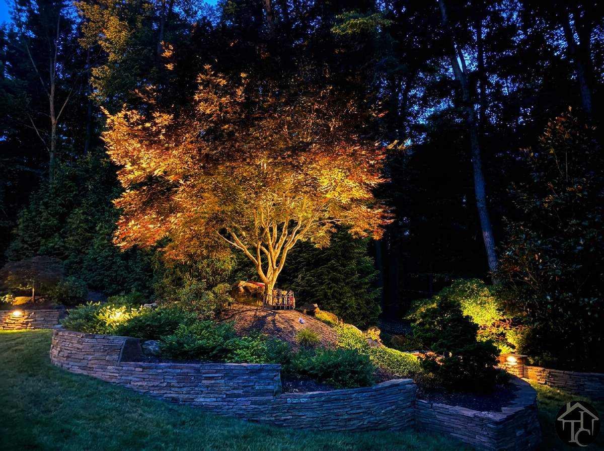 Designed and installation of a custom landscape lighting system by Total improvement concepts LLC
