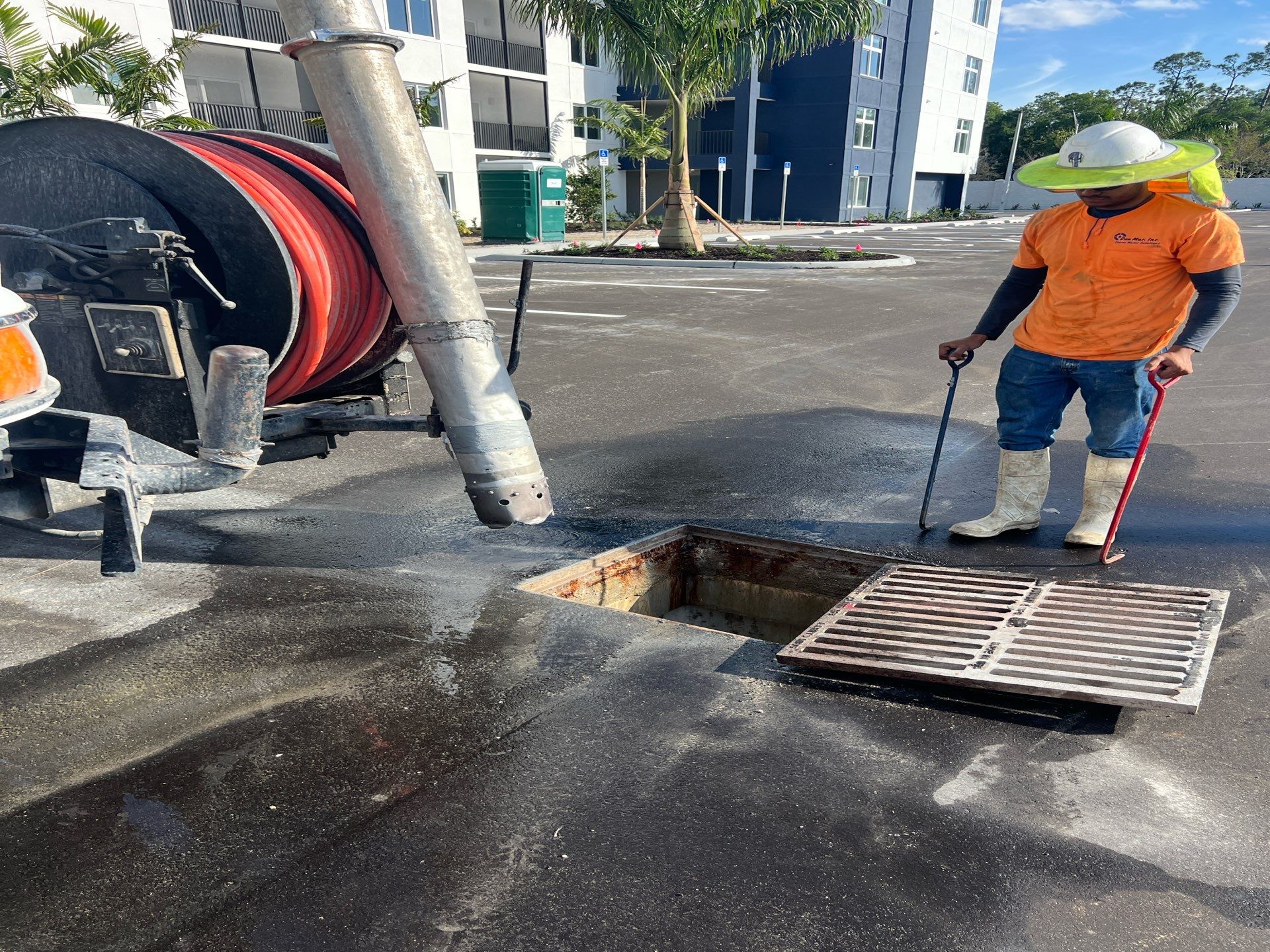 New Construction Apartment Complex Stormwater System and Sewer System Cleaning by Don Mar, Inc. Storm Water Solutions